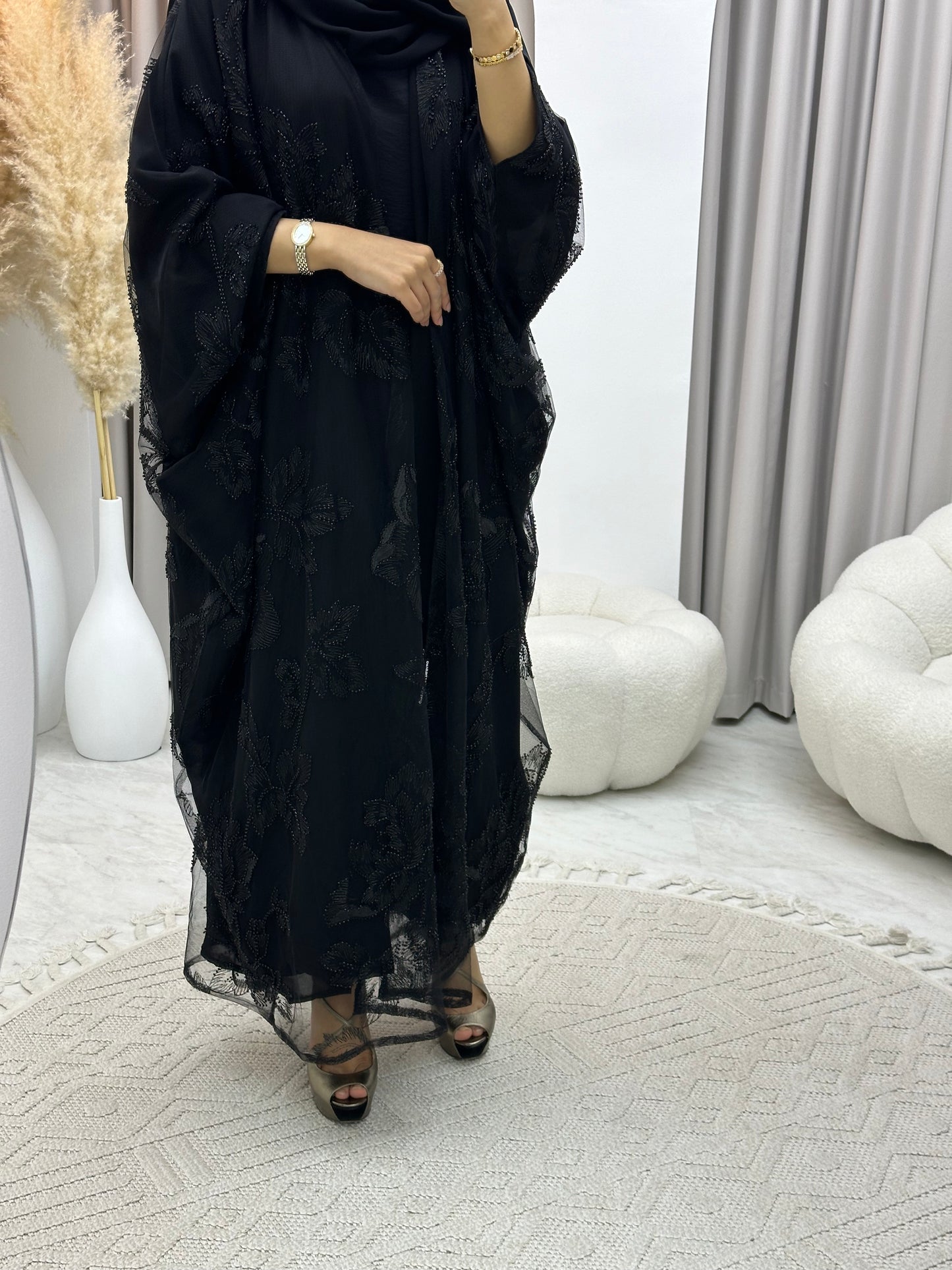 C 0217-02 Black Bisht Abaya