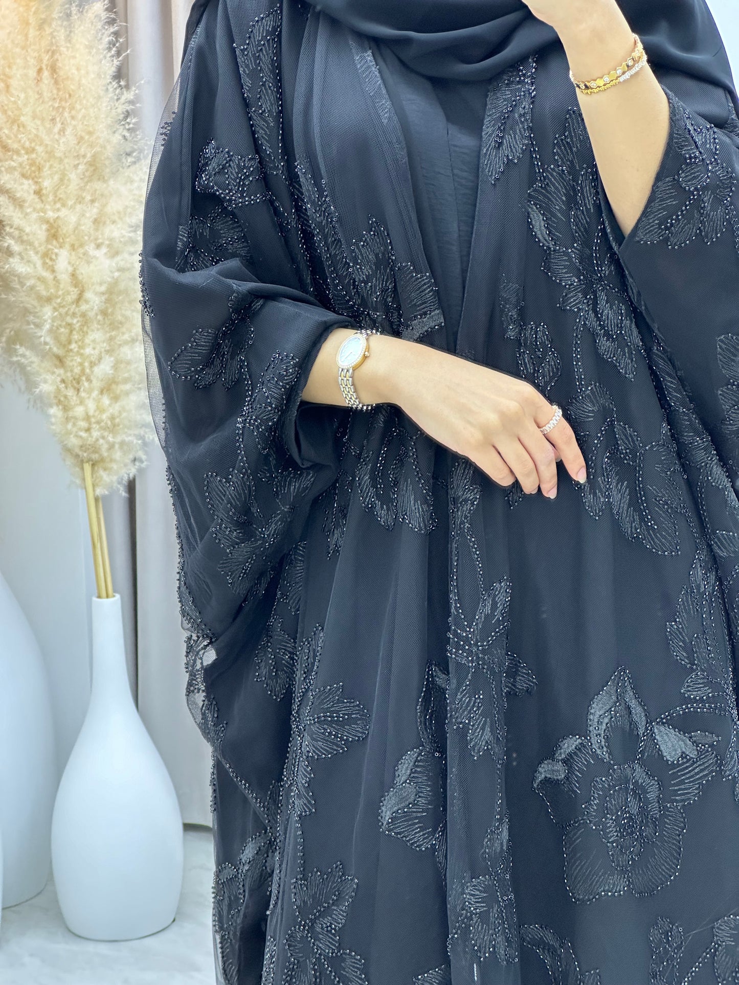 C 0217-02 Black Bisht Abaya