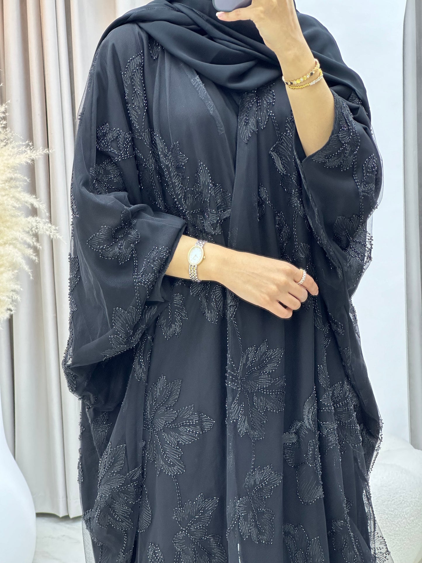 C 0217-02 Black Bisht Abaya