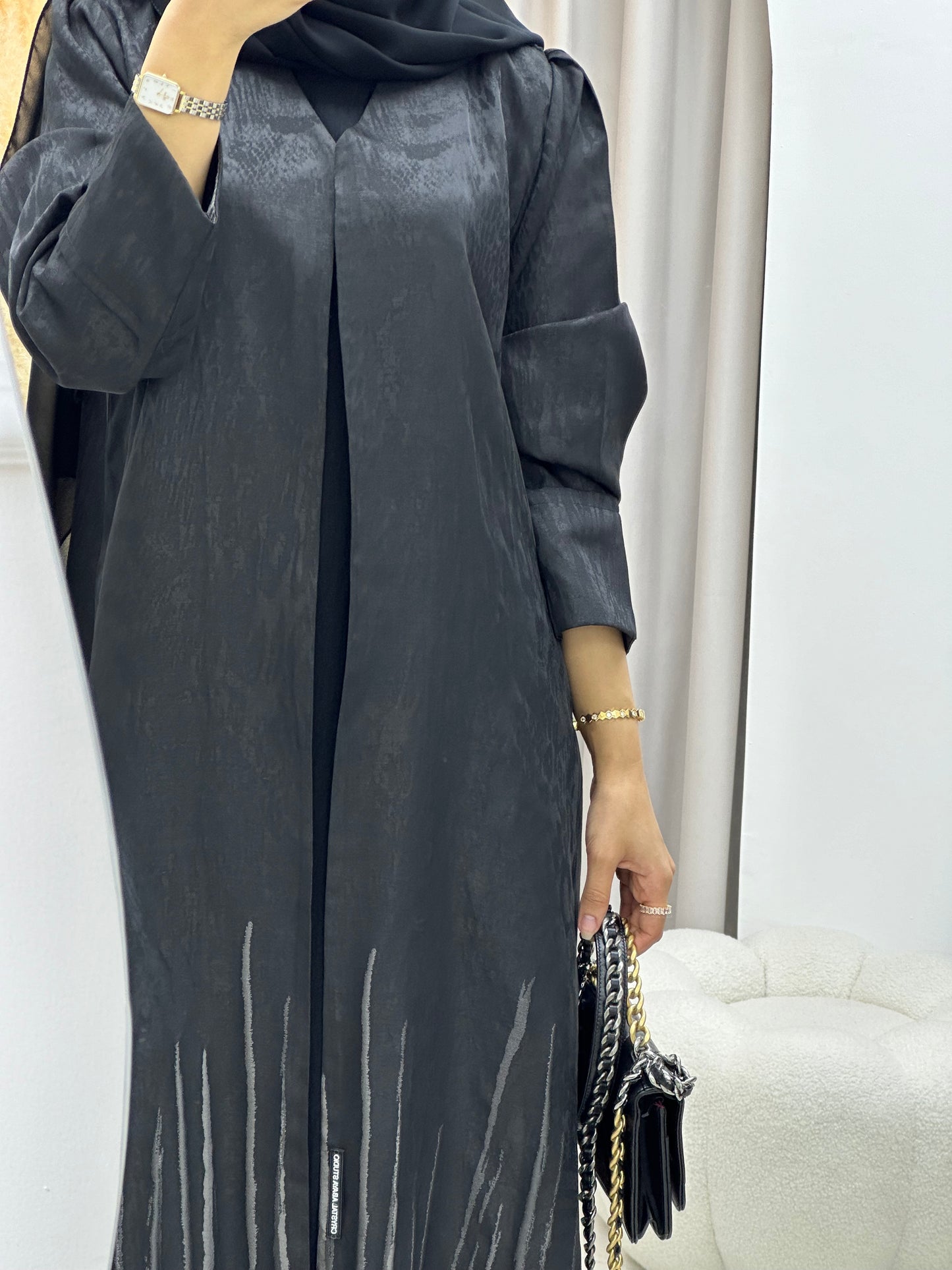 C 0218-01 Light Grey Kloosh Abaya