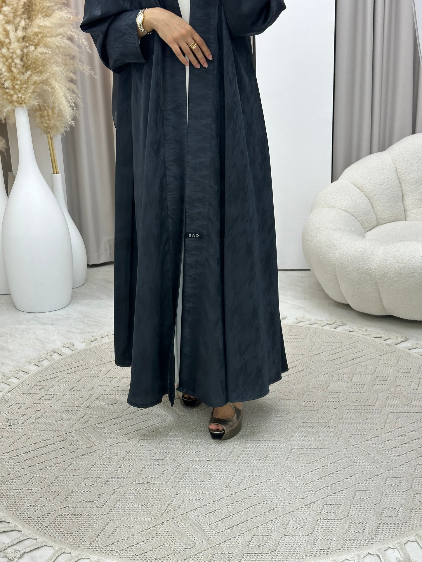 C 0409-03 Dark Grey Printed Abaya