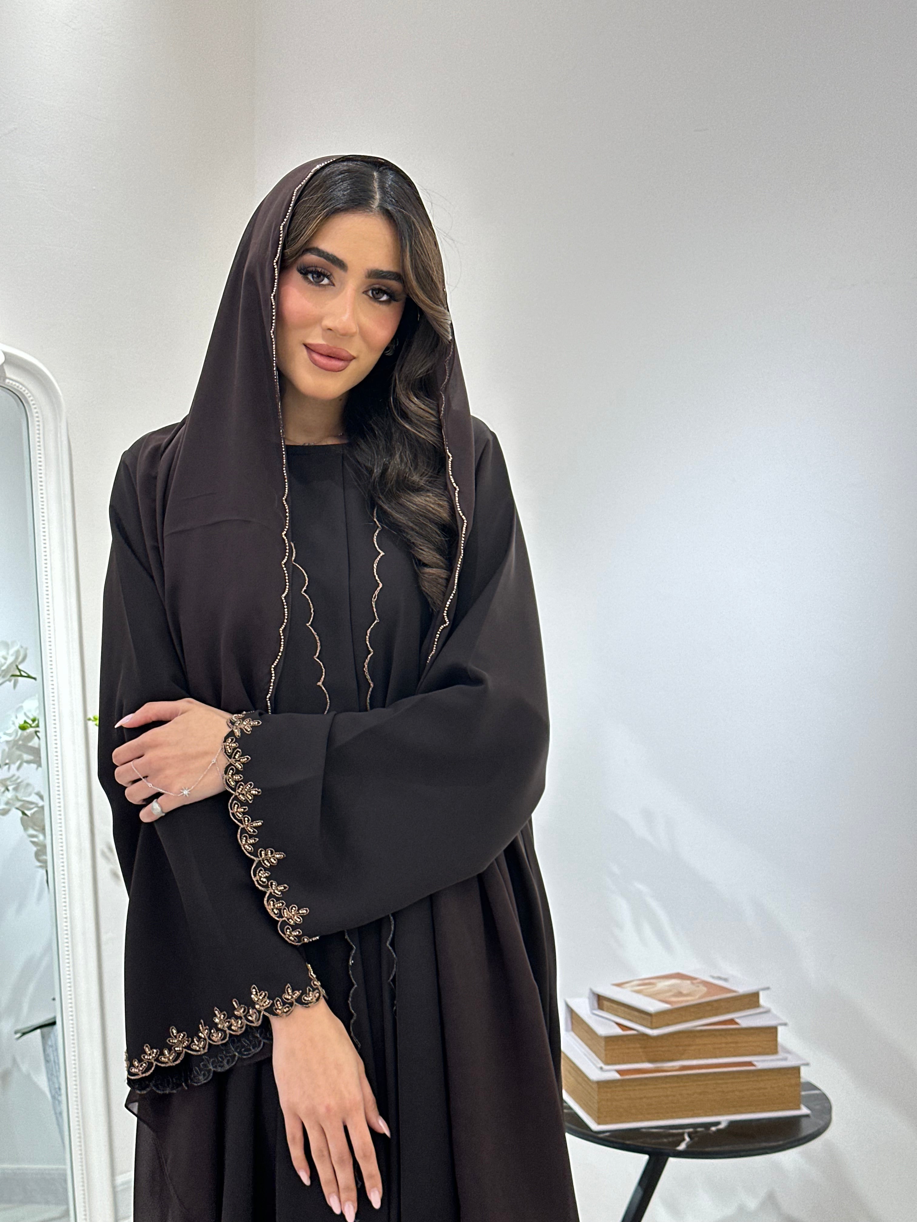 C 0915 Dark Brown Eid Abaya