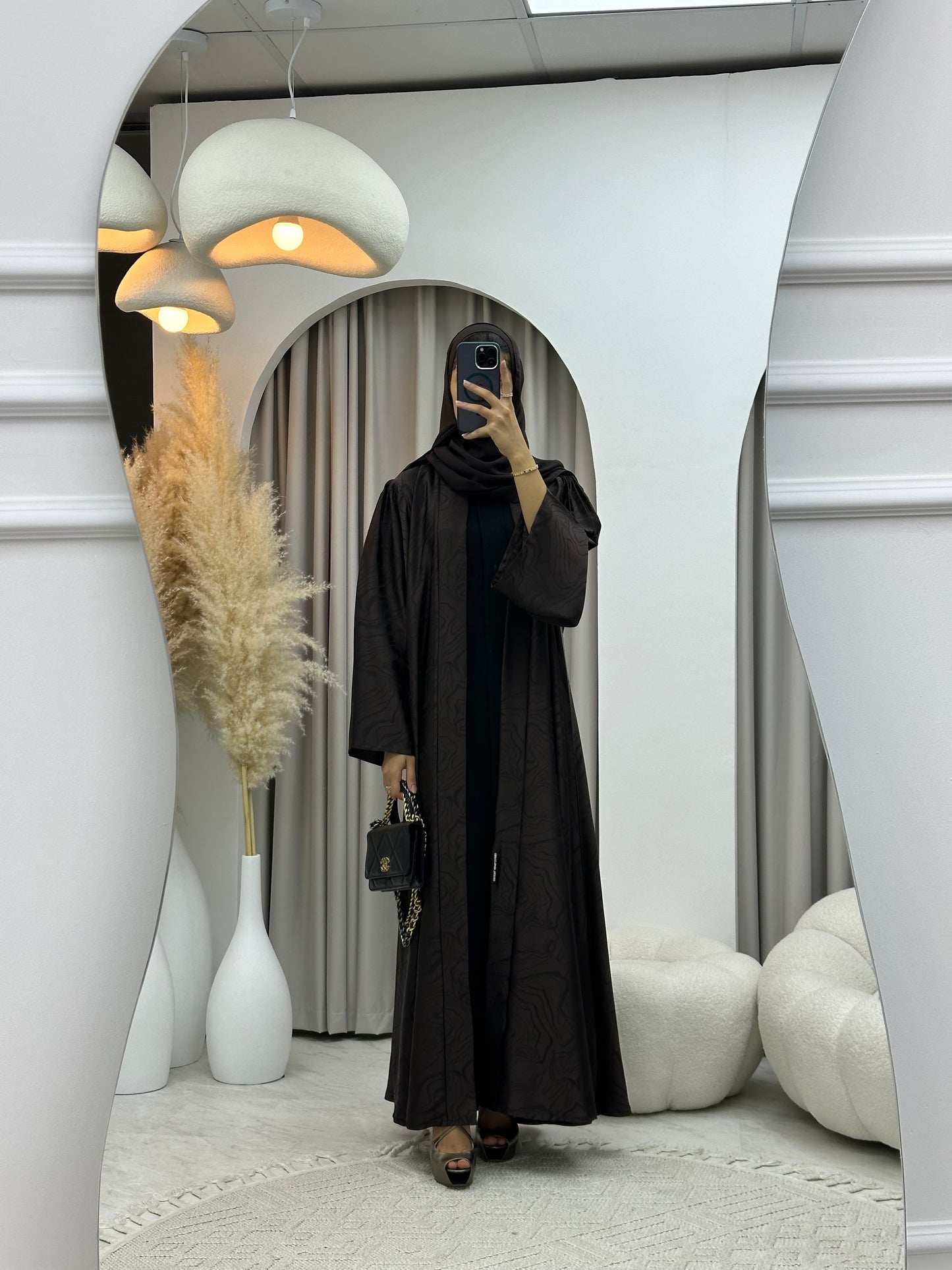 C RTW 0219-02 Brown Curves Abaya