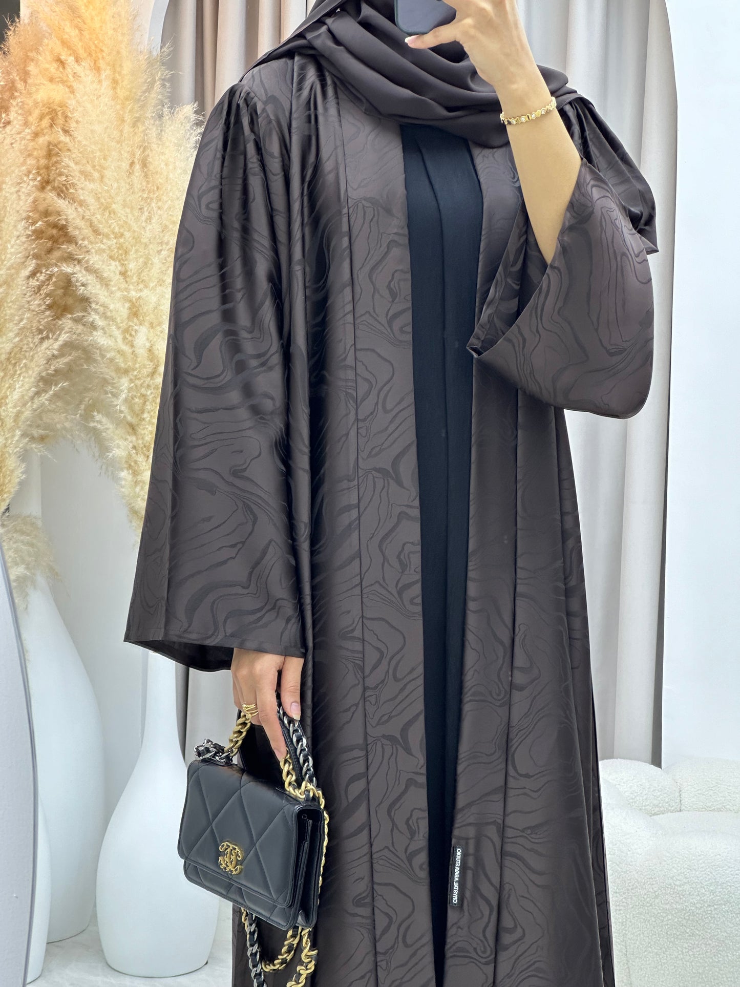 C RTW 0219-02 Brown Curves Abaya