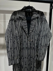 C 1360-02 Black White Coat Abaya