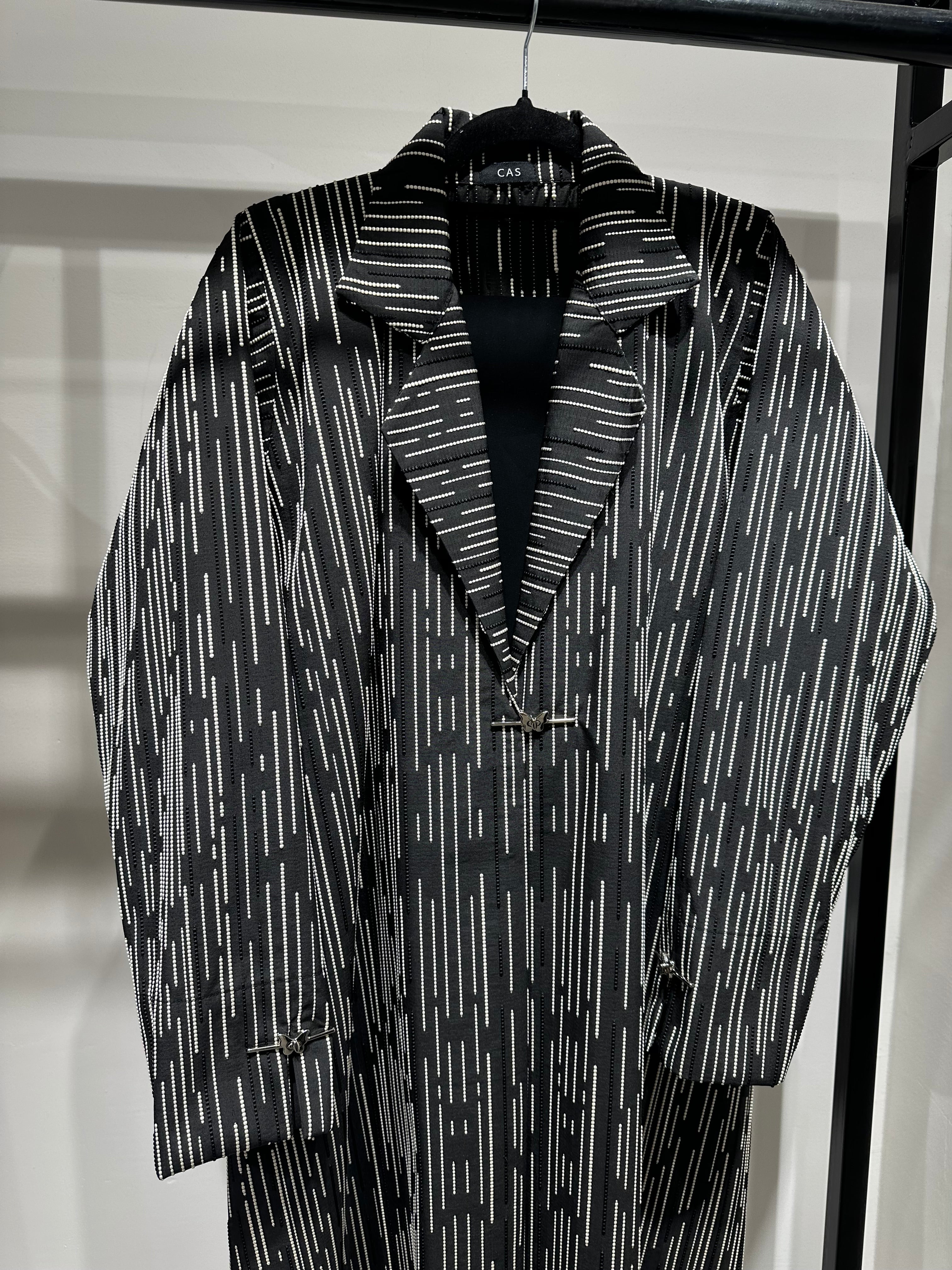 C 1360-02 Black White Coat Abaya