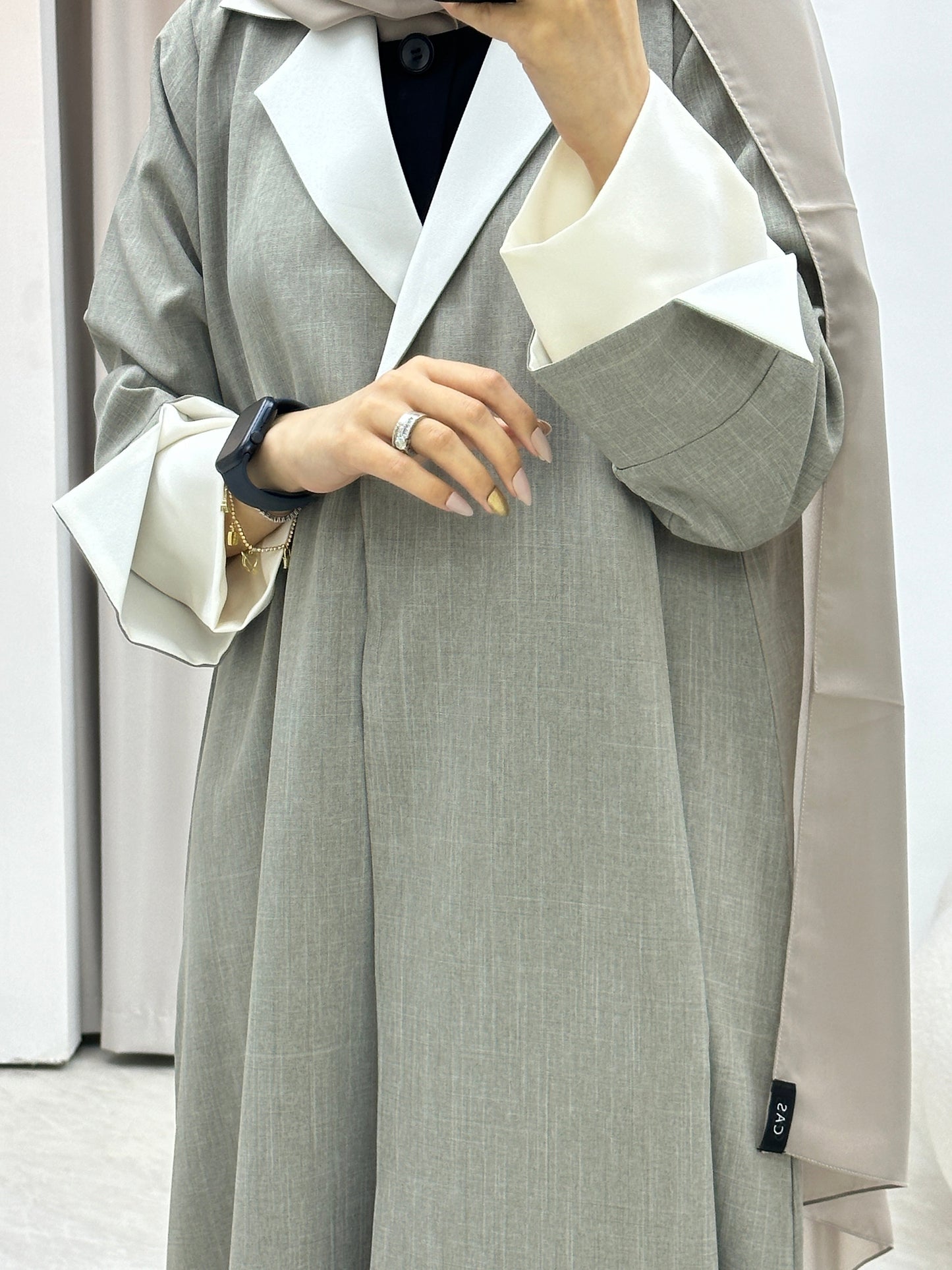 C RTW Linen Beige Winter Coat Abaya