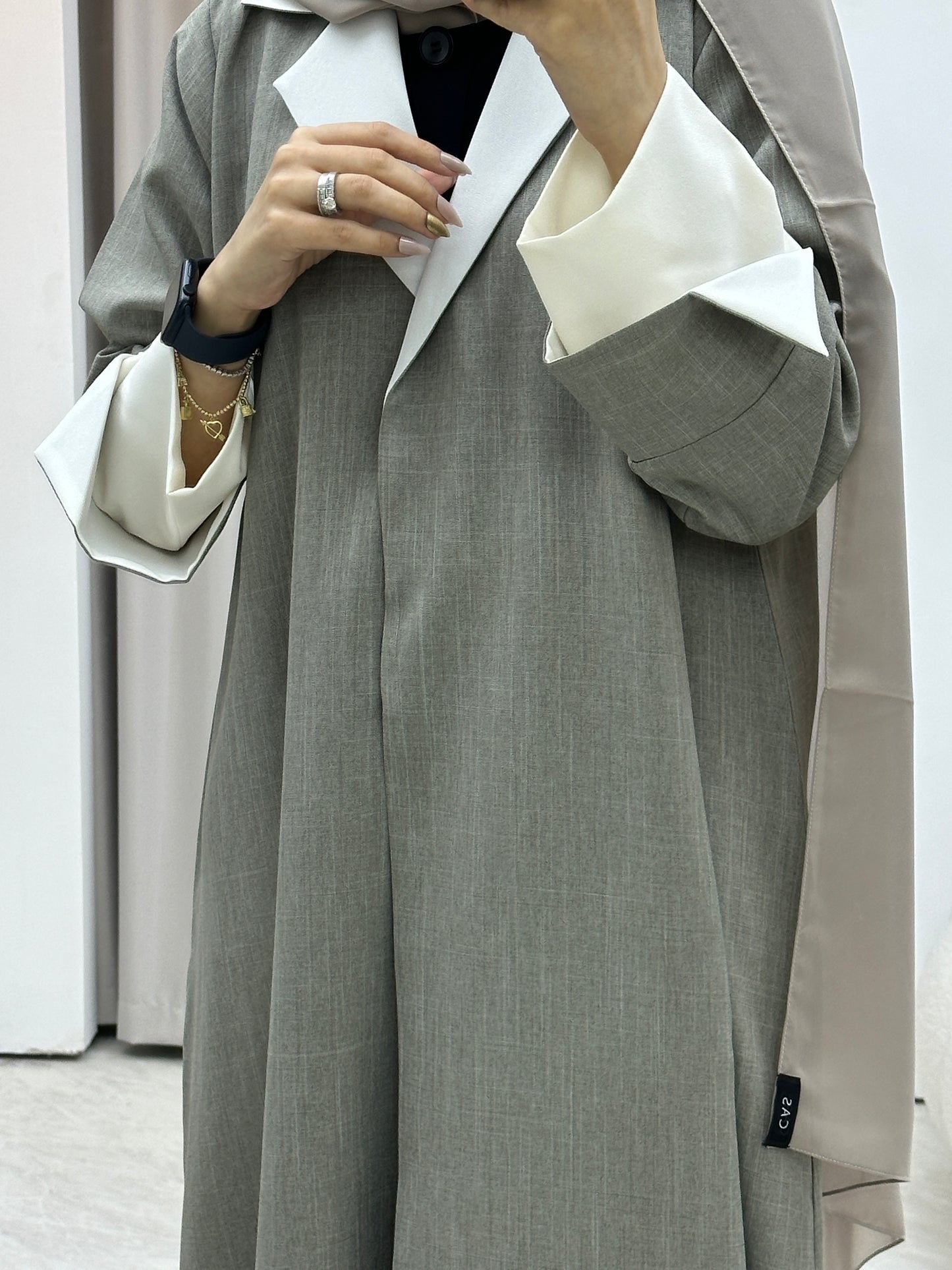 C Linen Beige Winter Coat Abaya