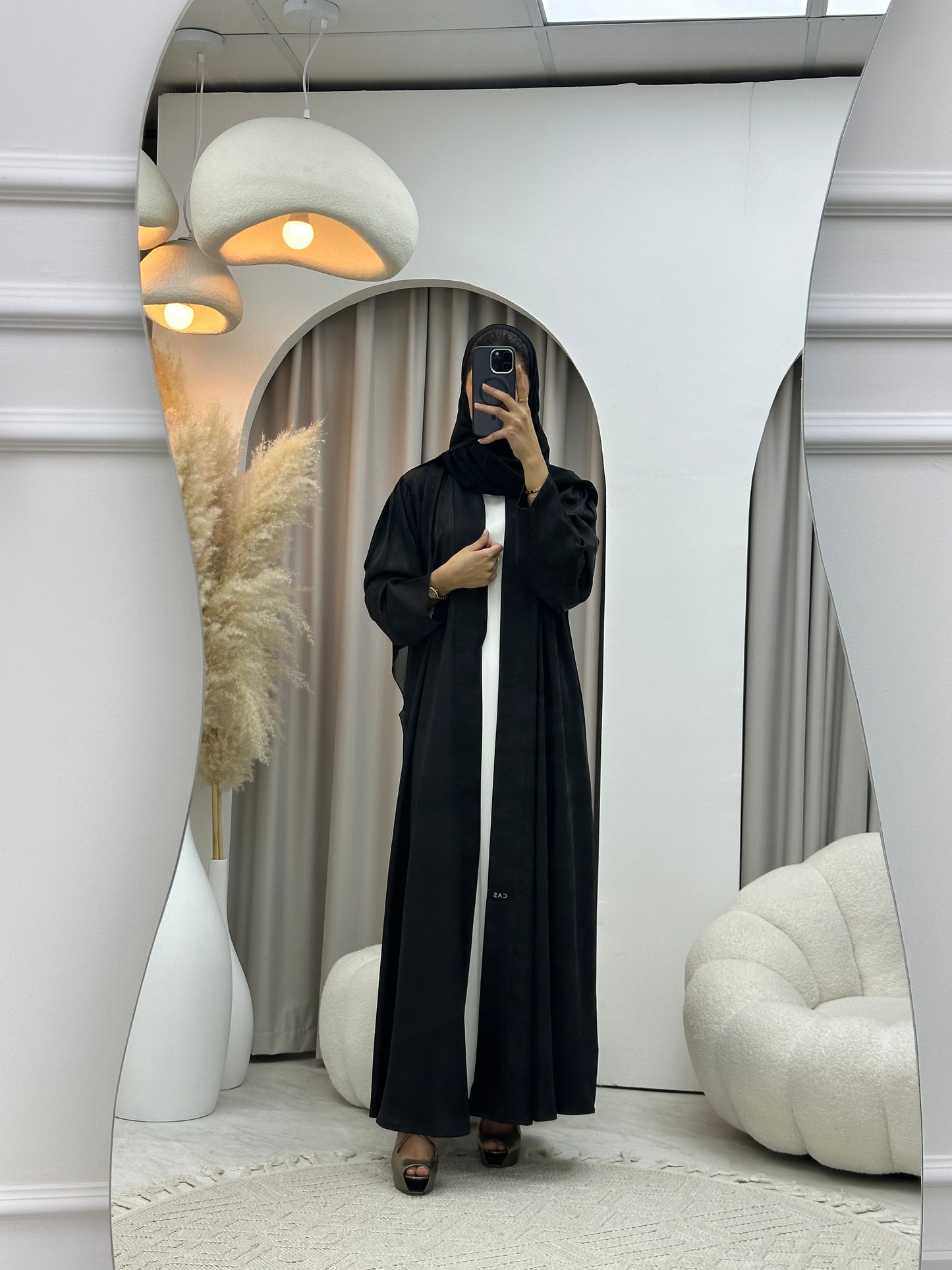 C 0409-01 Black Printed Abaya