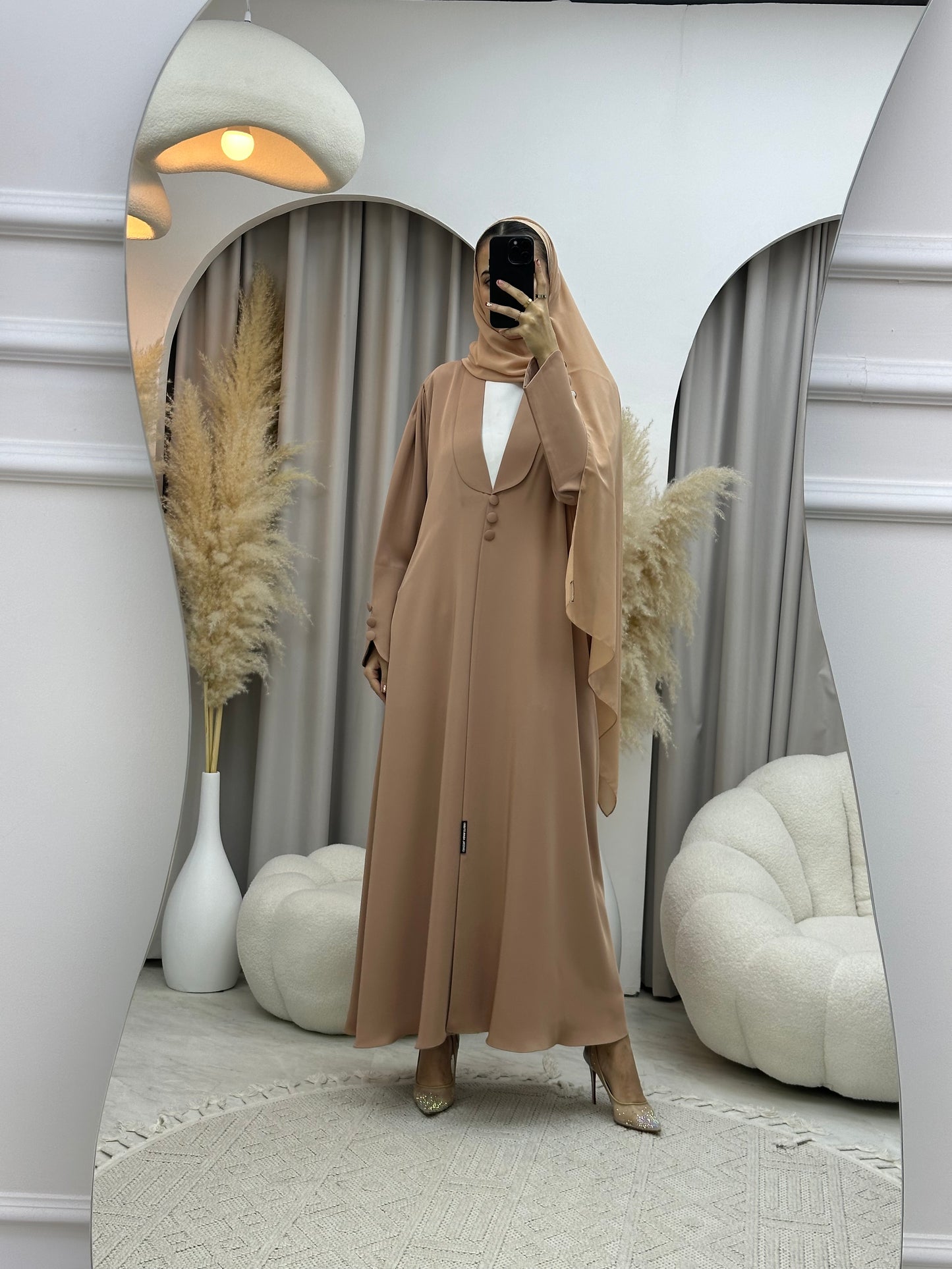 C 0012 Beige Coat Eid Abaya