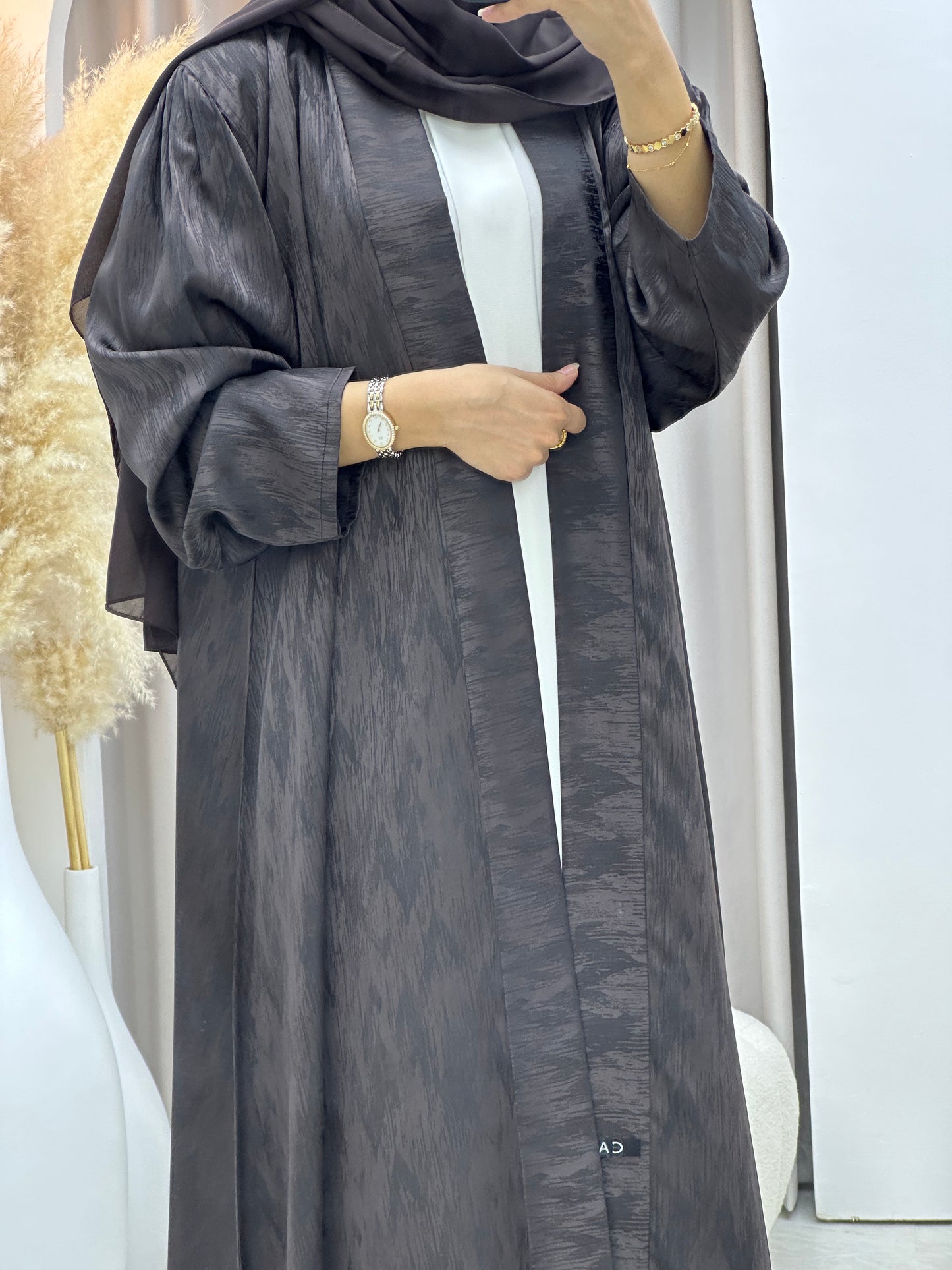 C 0409-02 Brown Printed Abaya