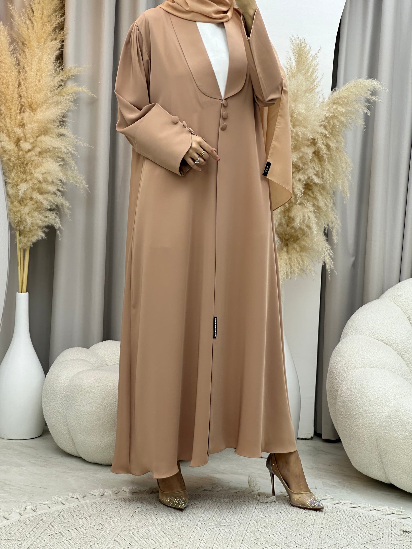 C 0012 Beige Coat Eid Abaya