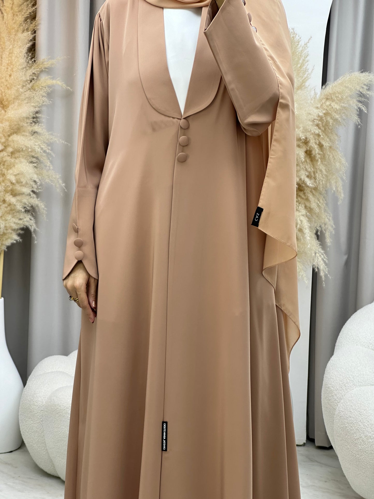 C 0012 Beige Coat Eid Abaya