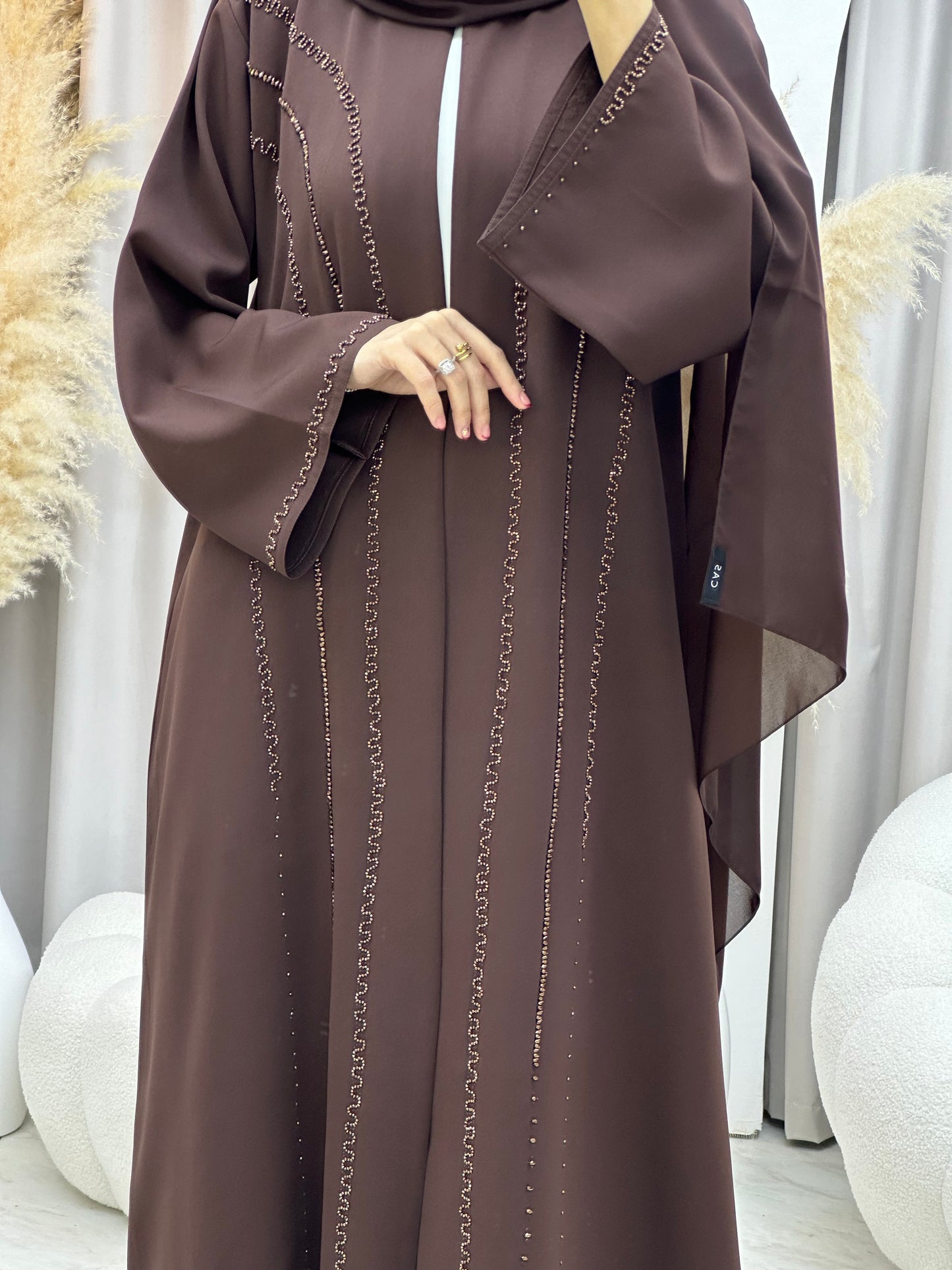 C 0014 Brown Embroidery Eid Abaya