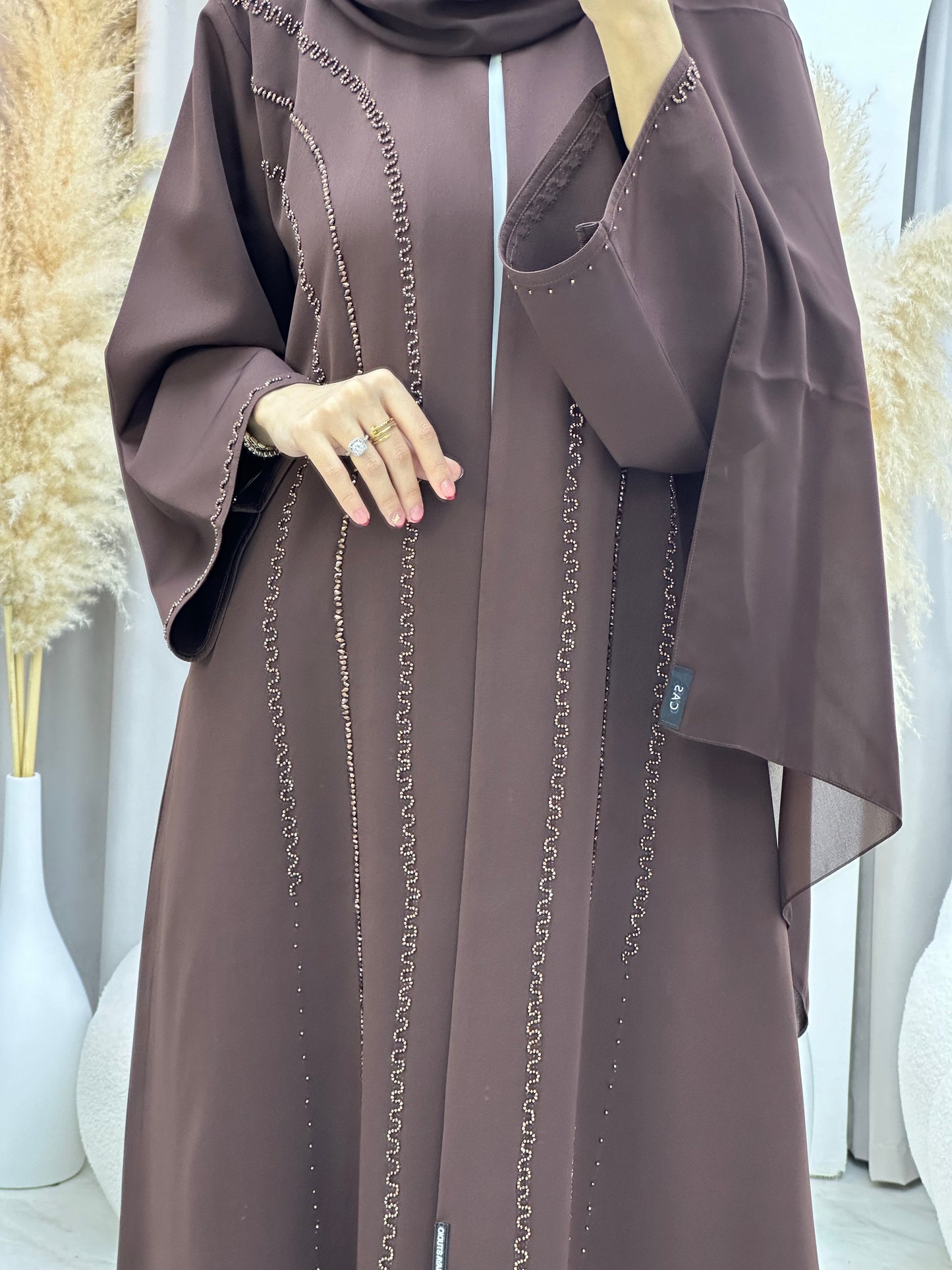 C 0014 Brown Embroidery Eid Abaya