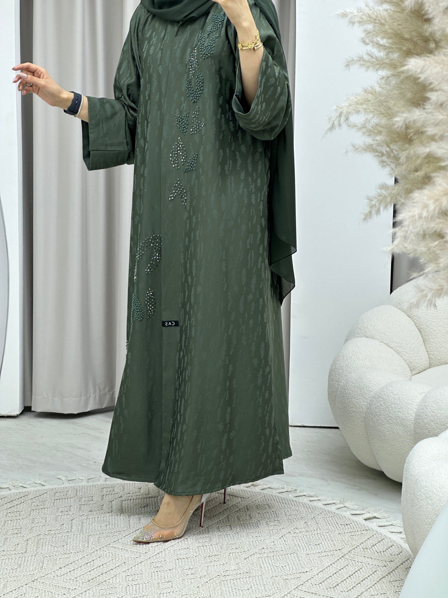 C RTW Turkish Cupro Evening Green Abaya