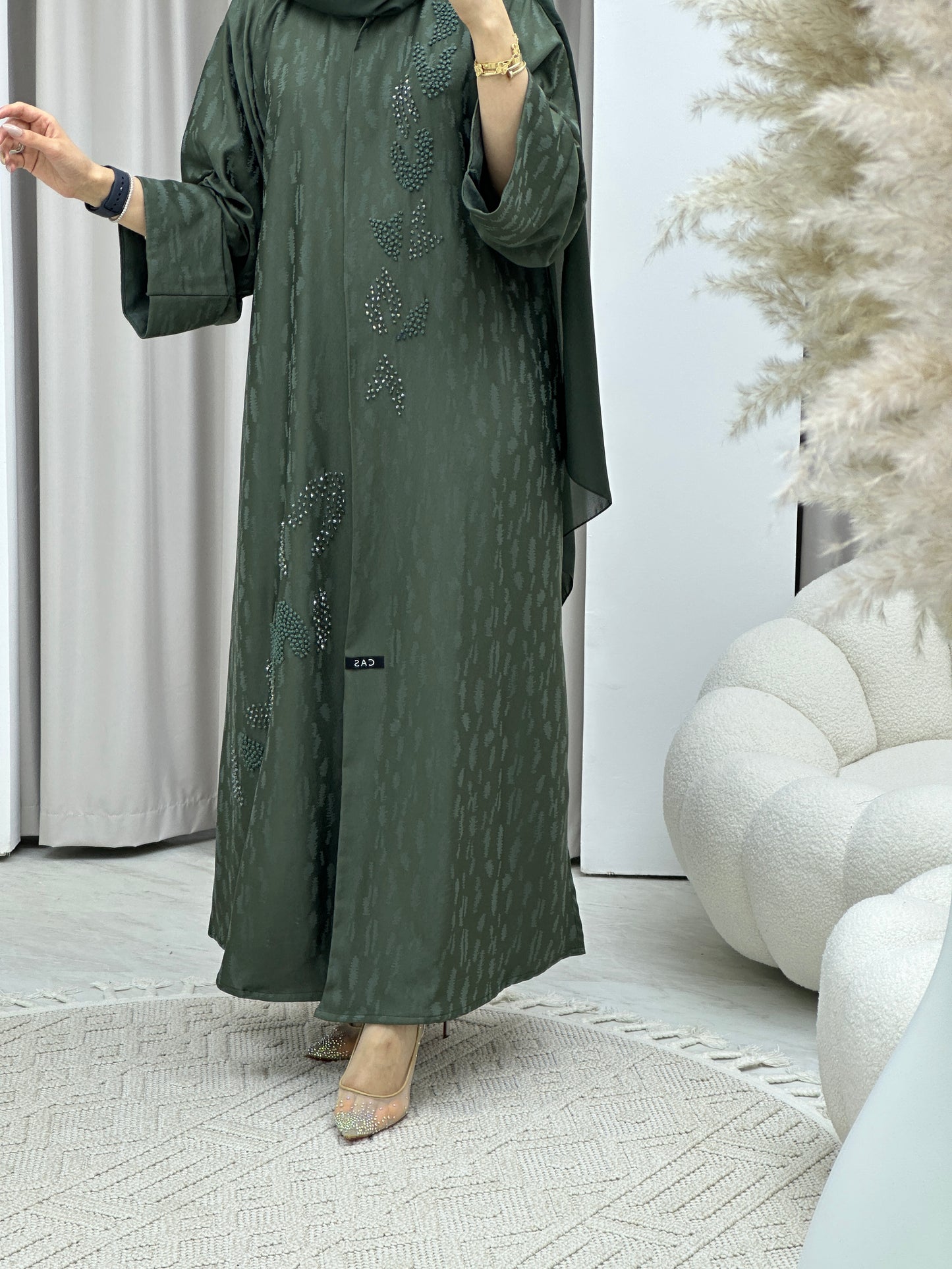 C Turkish Cupro Evening Green Abaya