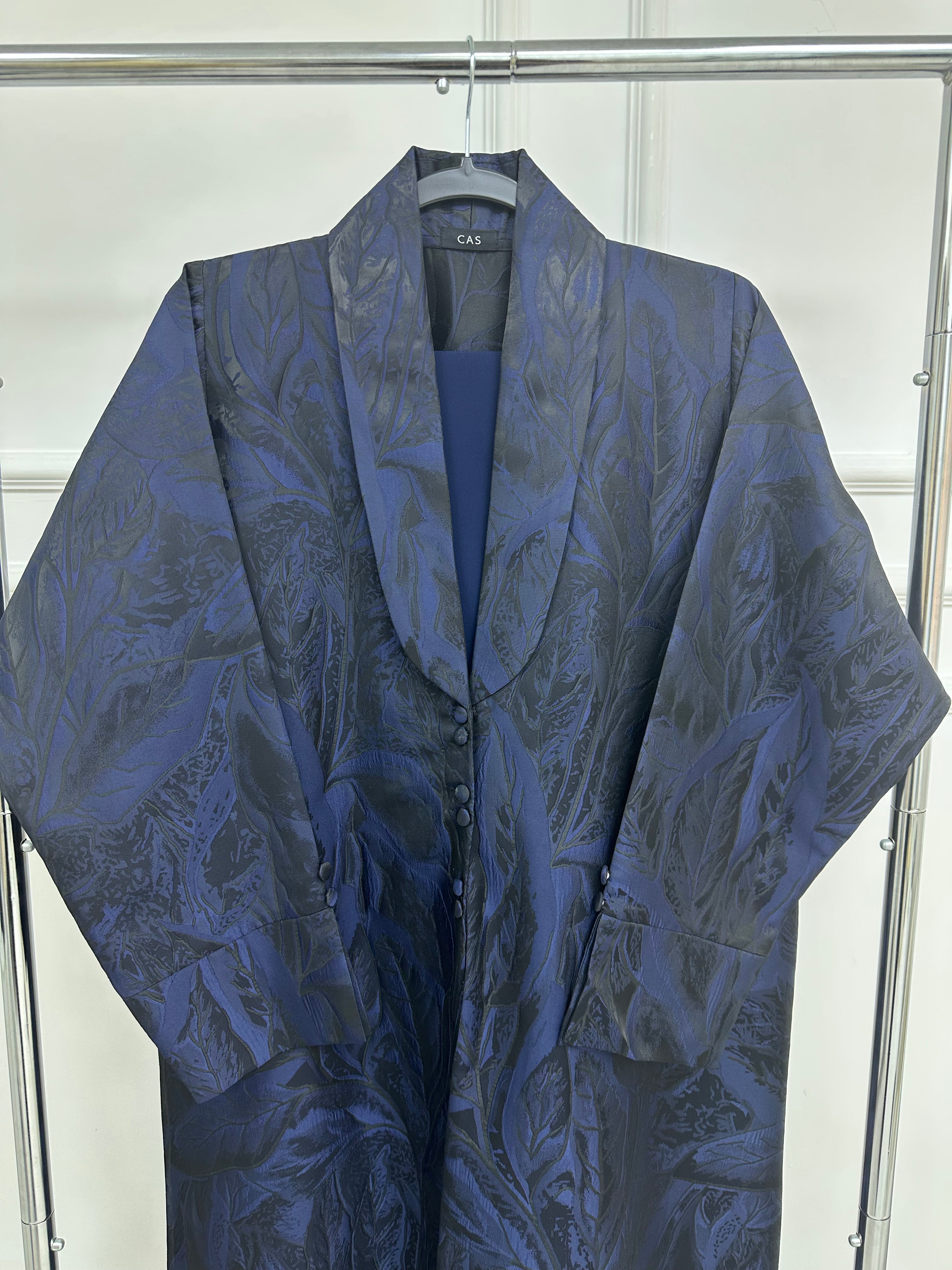 C 1358-02 Dark Blue Printed Abaya