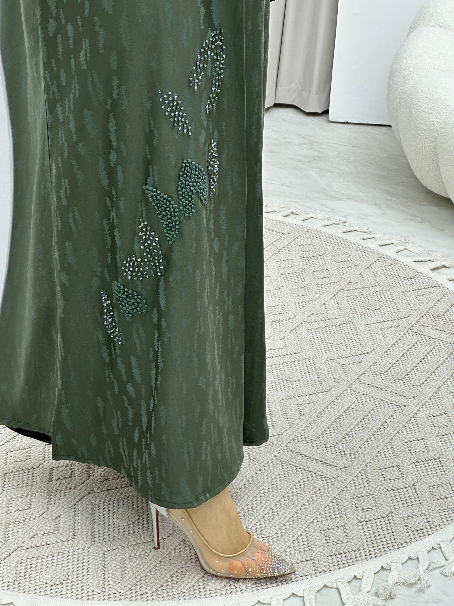 C RTW Turkish Cupro Evening Green Abaya