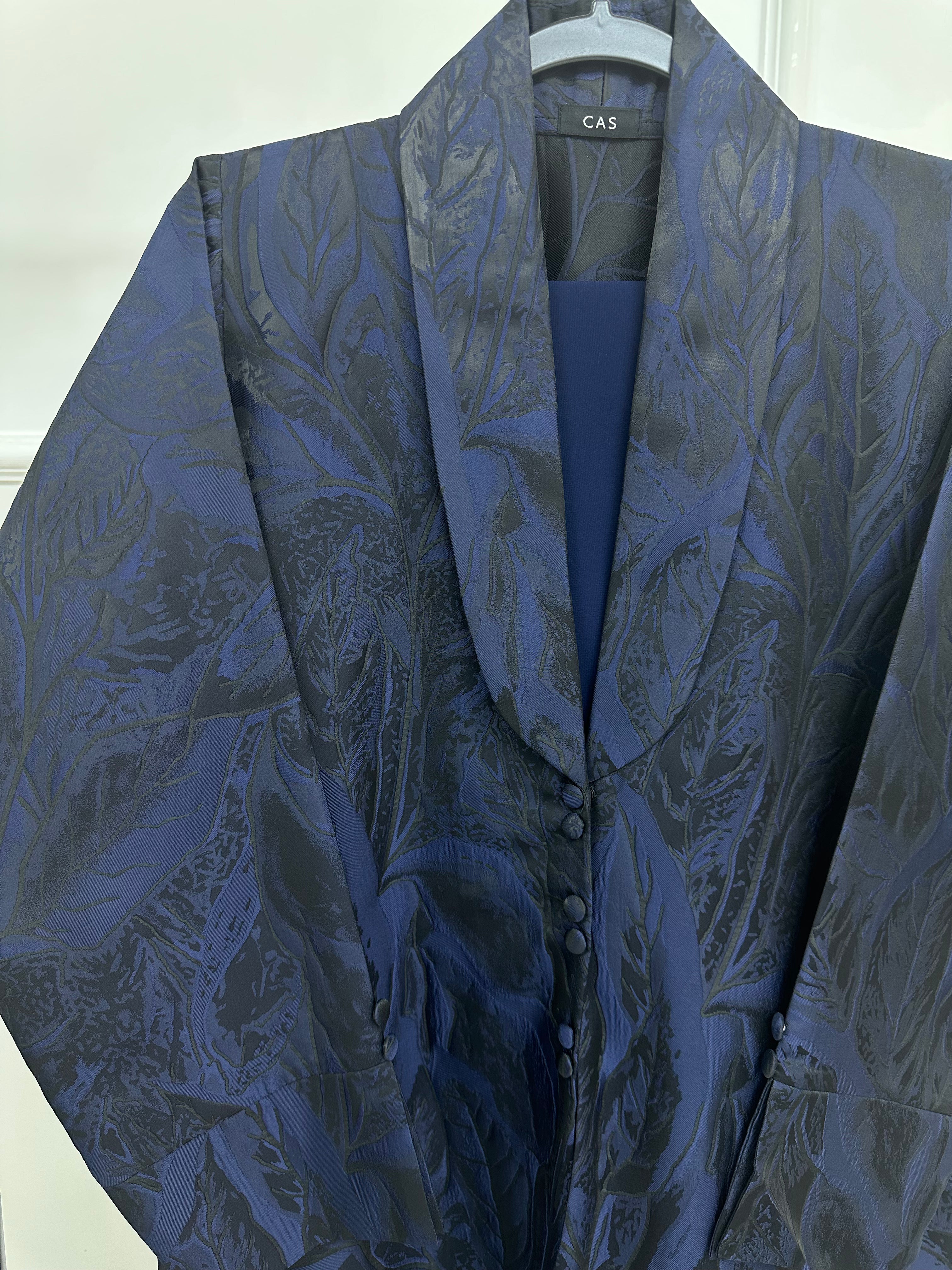 C 1358-02 Dark Blue Printed Abaya