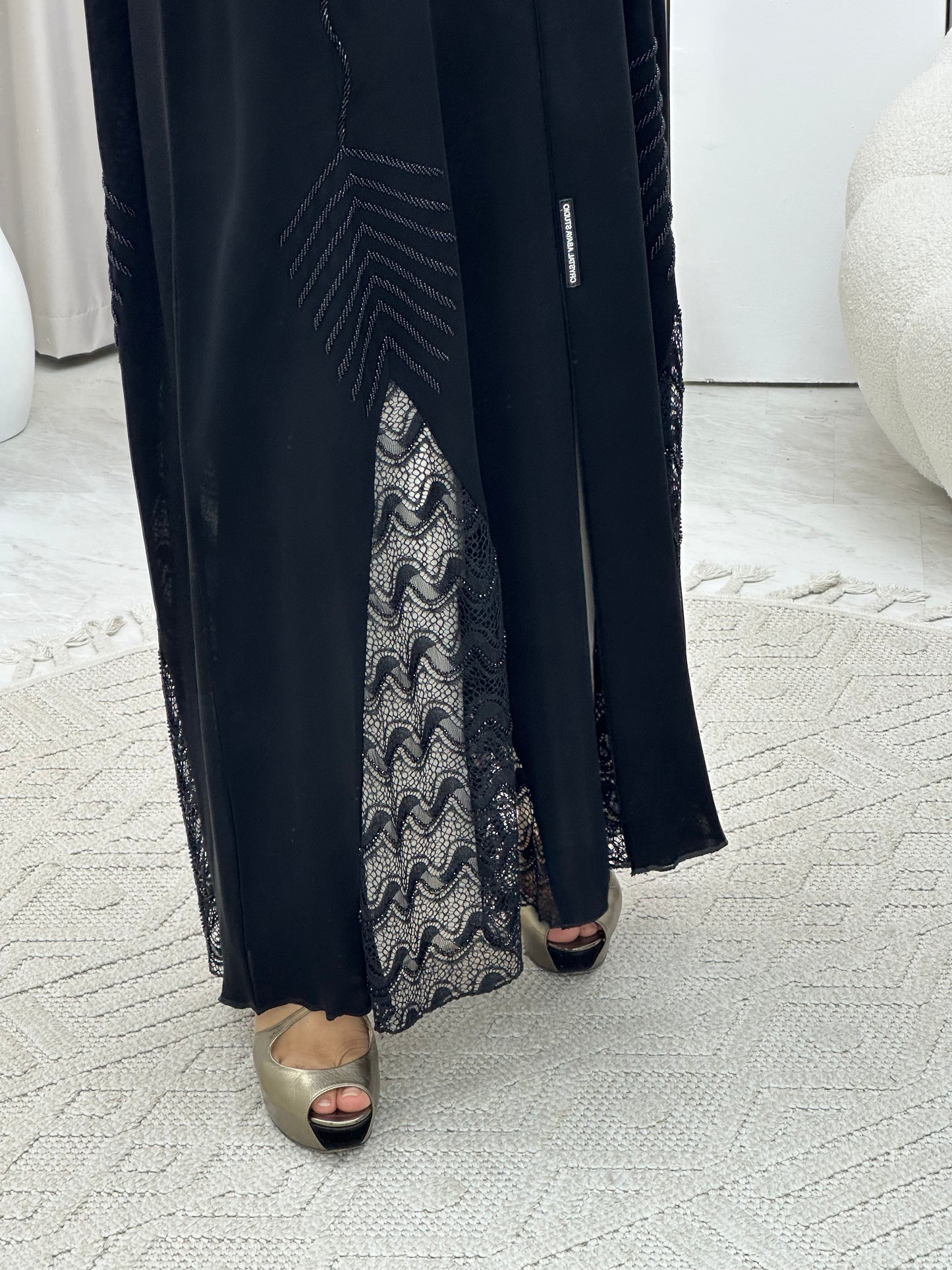 C 0411 Black Beaded Abaya