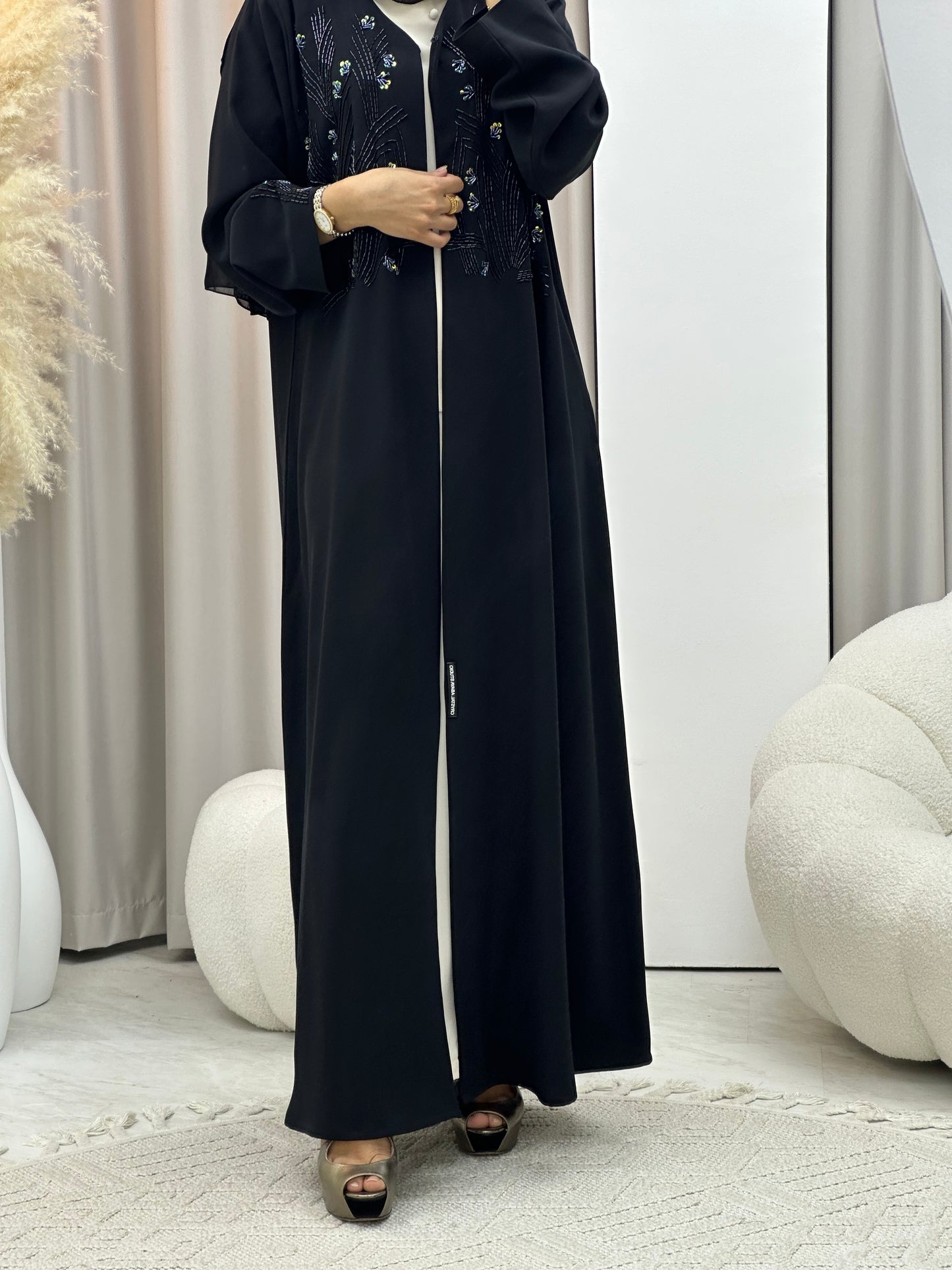 C 0412 Black Beaded Abaya