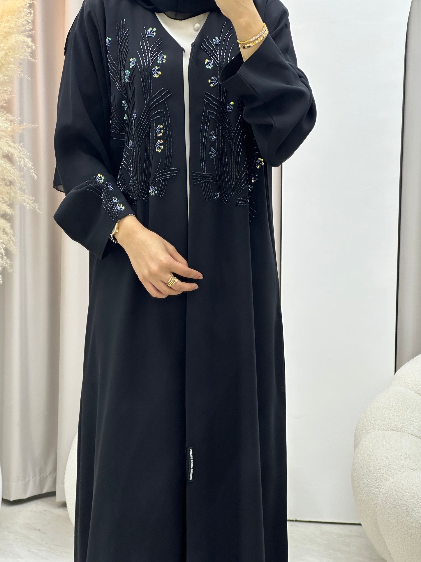 C 0412 Black Beaded Abaya