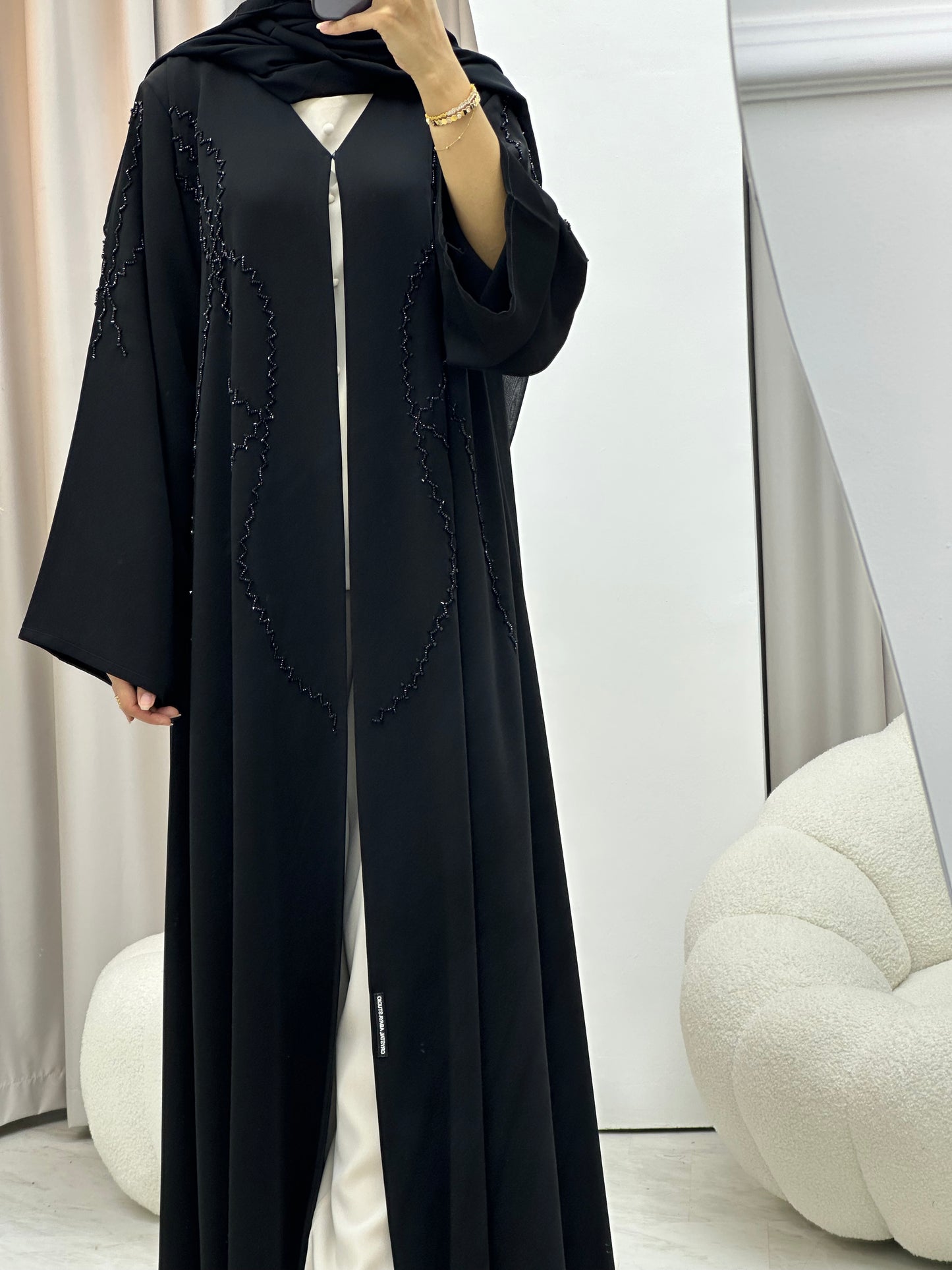 C 0414 Black Beaded Abaya