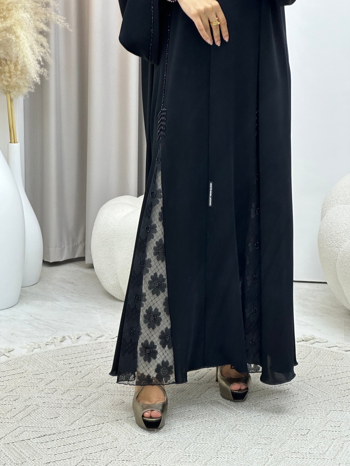 C 0415 Black Beaded Abaya