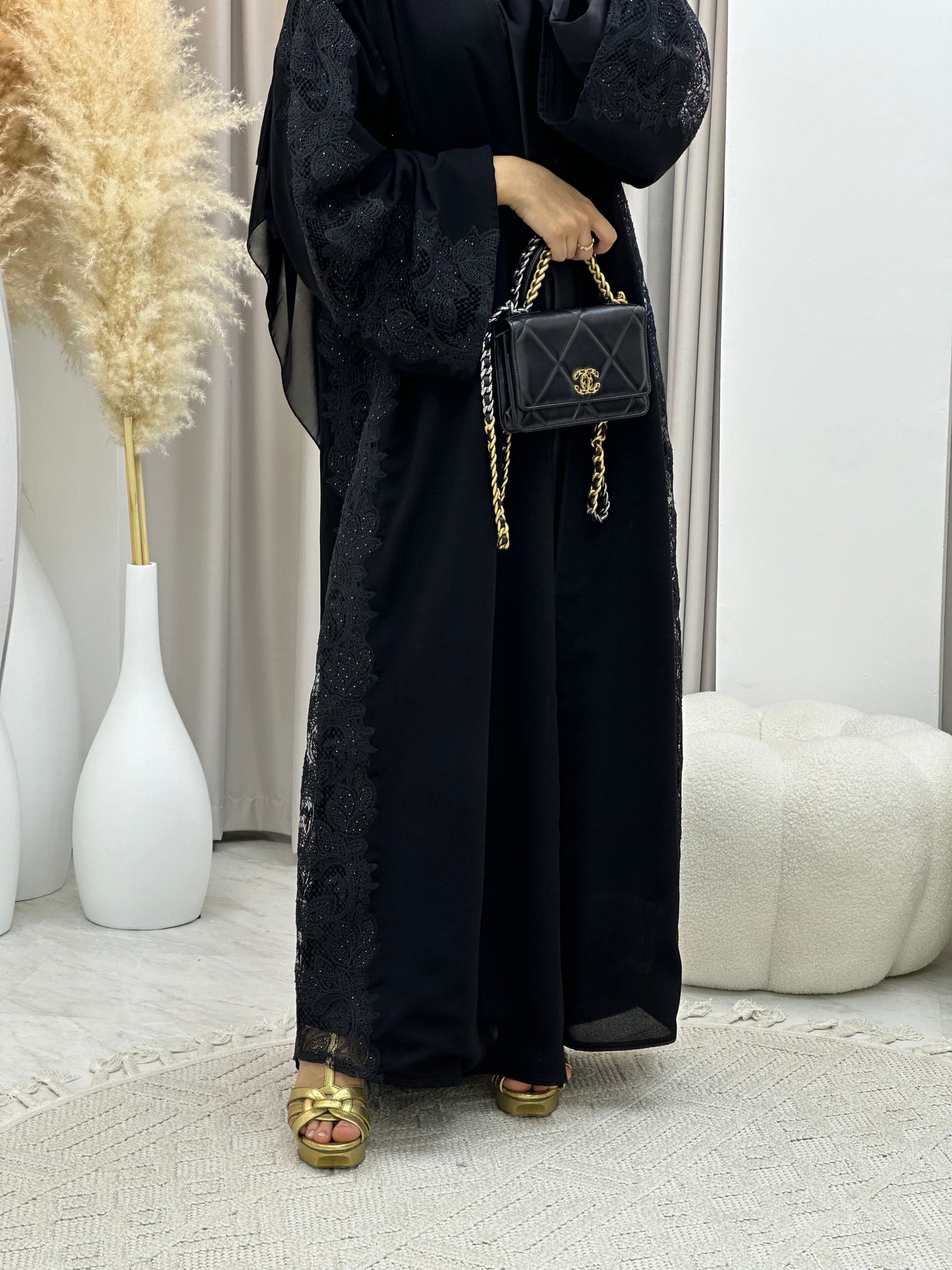 C 0223-02 Black Lace Abaya