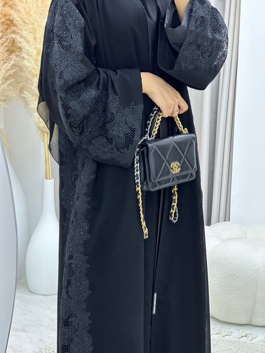 C 0223-02 Black Lace Abaya