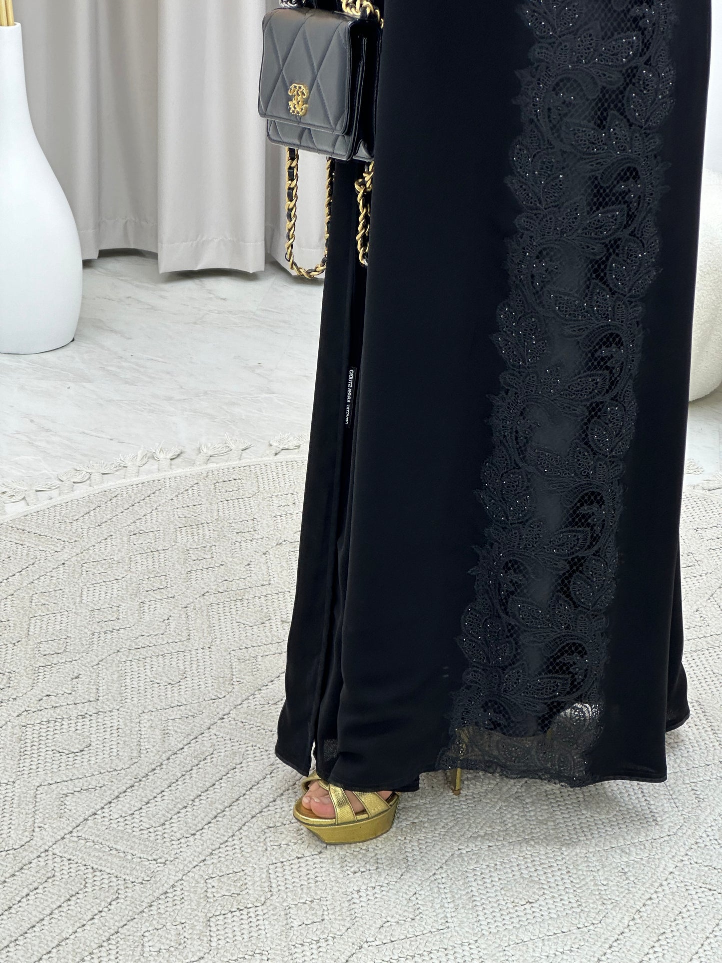 C 0223-02 Black Lace Abaya