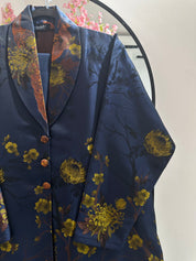 C 1357-06 Blue Peacock Printed Abaya