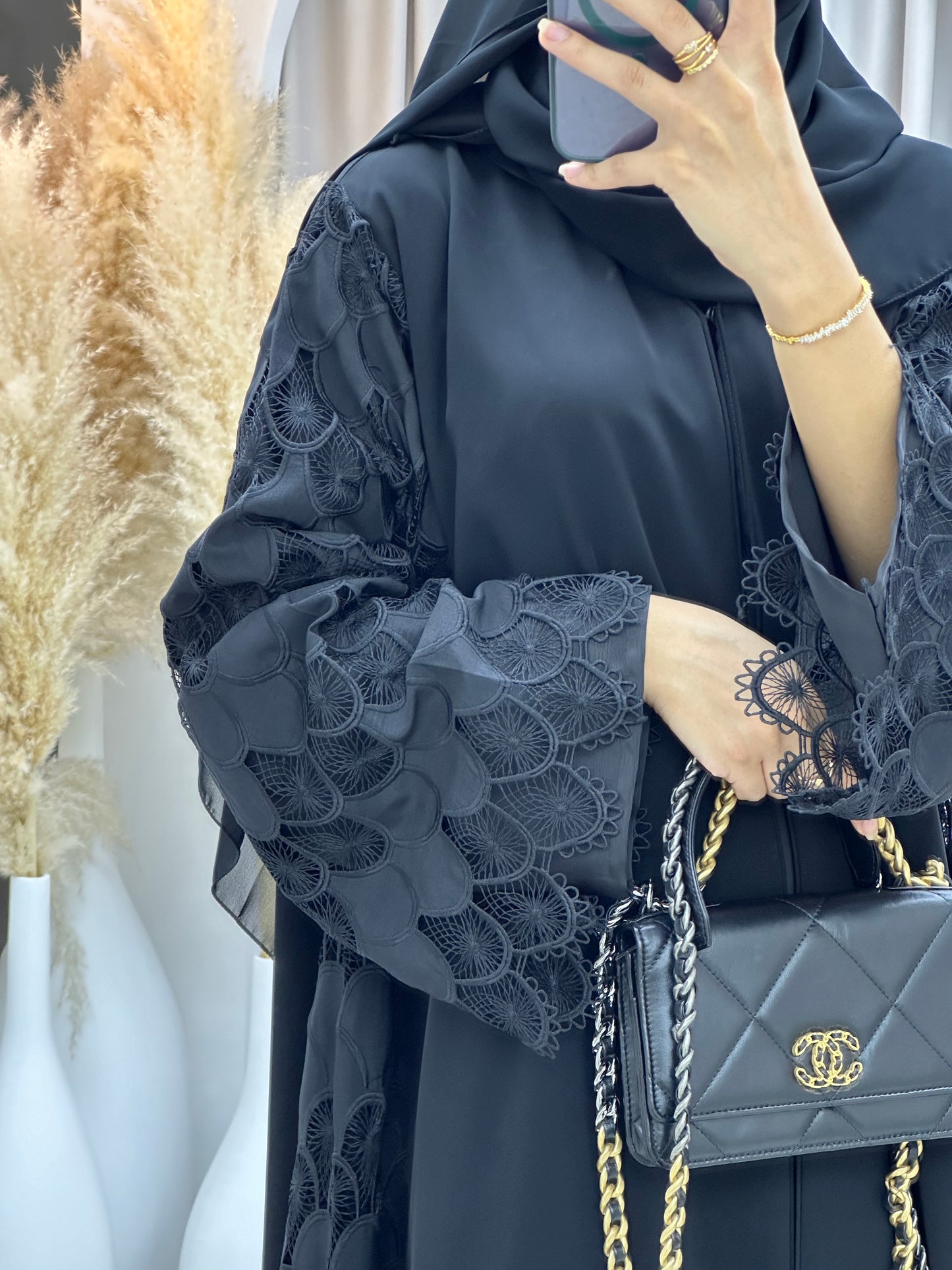 C 0223-01 Black Lace Abaya