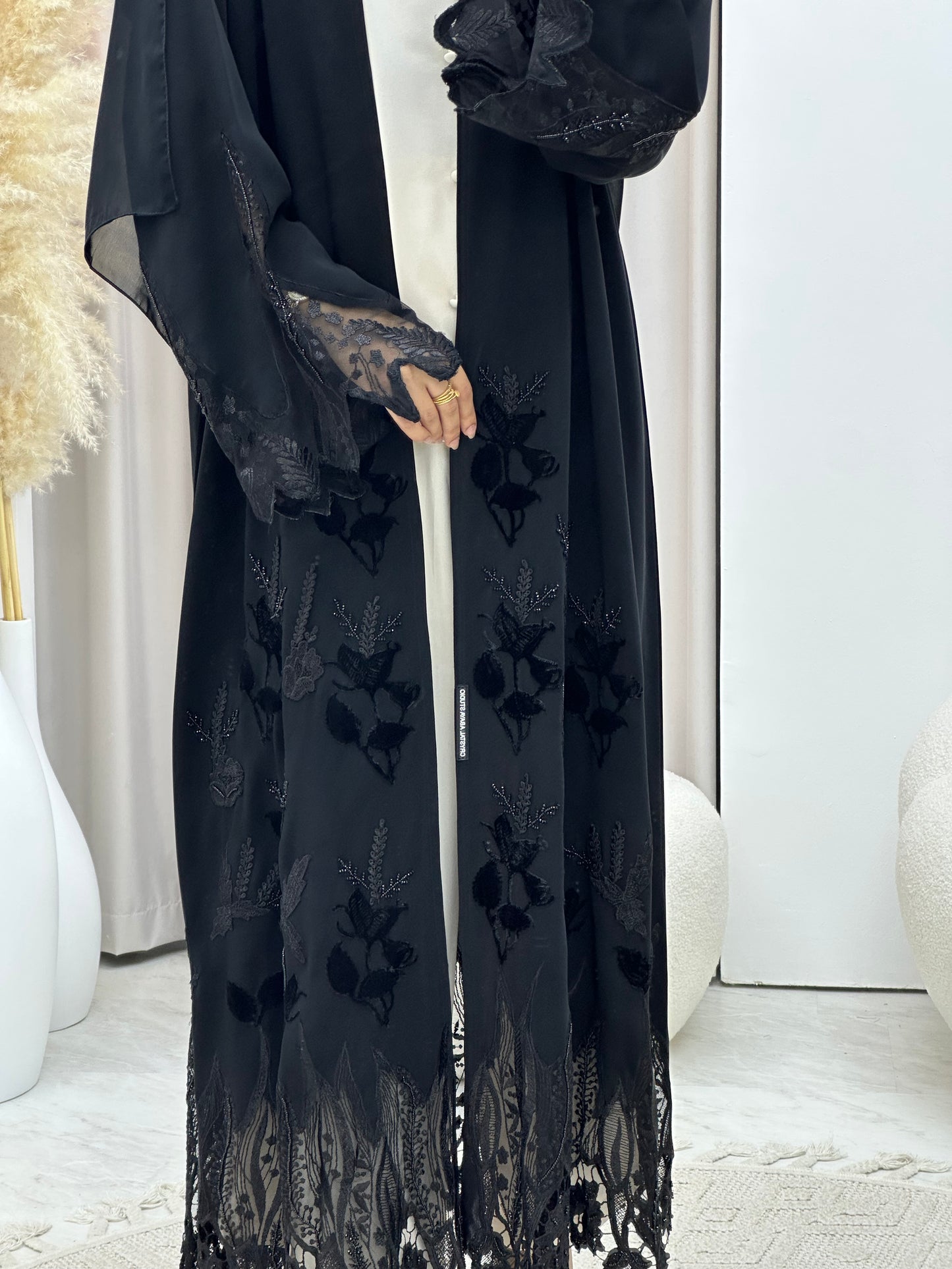 C 0416 Black Lace Abaya