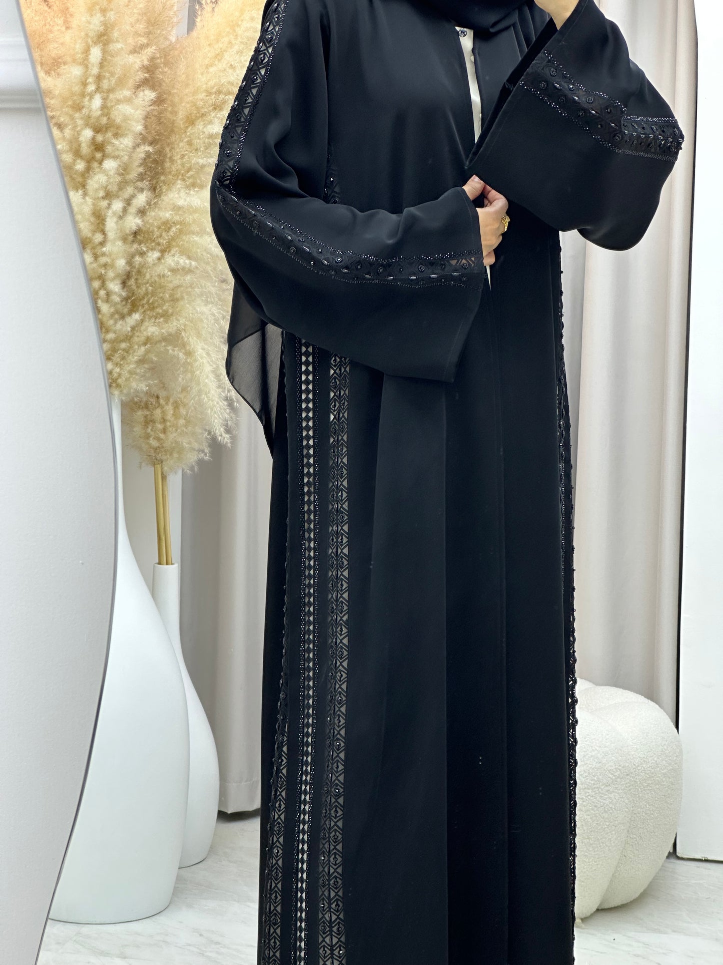 C 0417 Black Lace Abaya