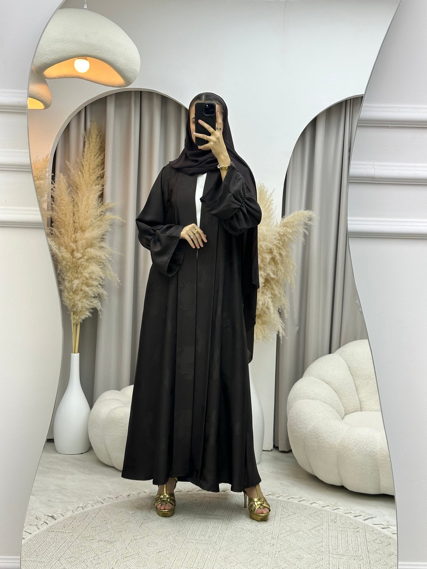 C 0020-02 Brown Floral Eid Abaya