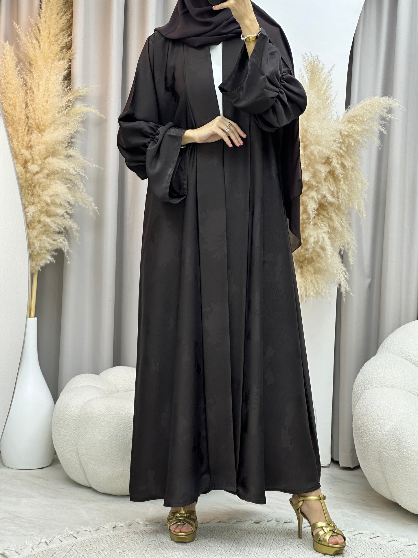 C 0020-02 Brown Floral Eid Abaya