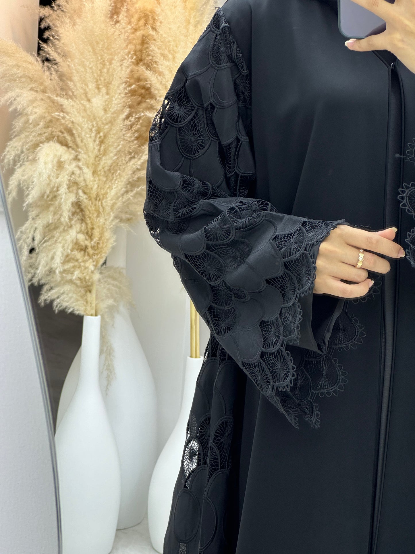 C 0223-01 Black Lace Abaya