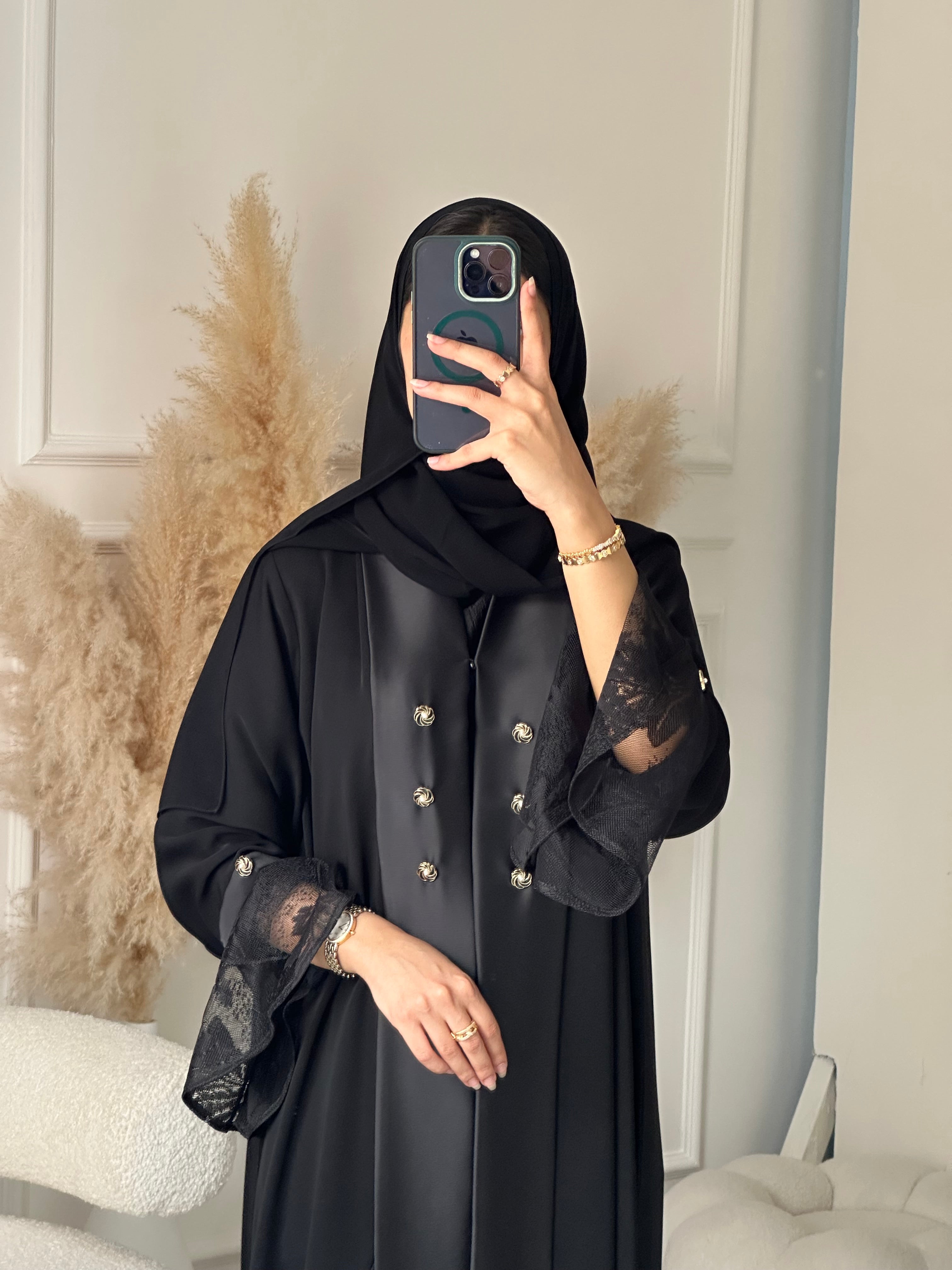 C 0934 Black Dantel Eid Abaya