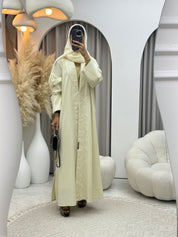 C RTW 0437 Beige Embroidery Coat Abaya