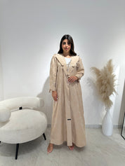 C 1416-01 Beige Coat Abaya