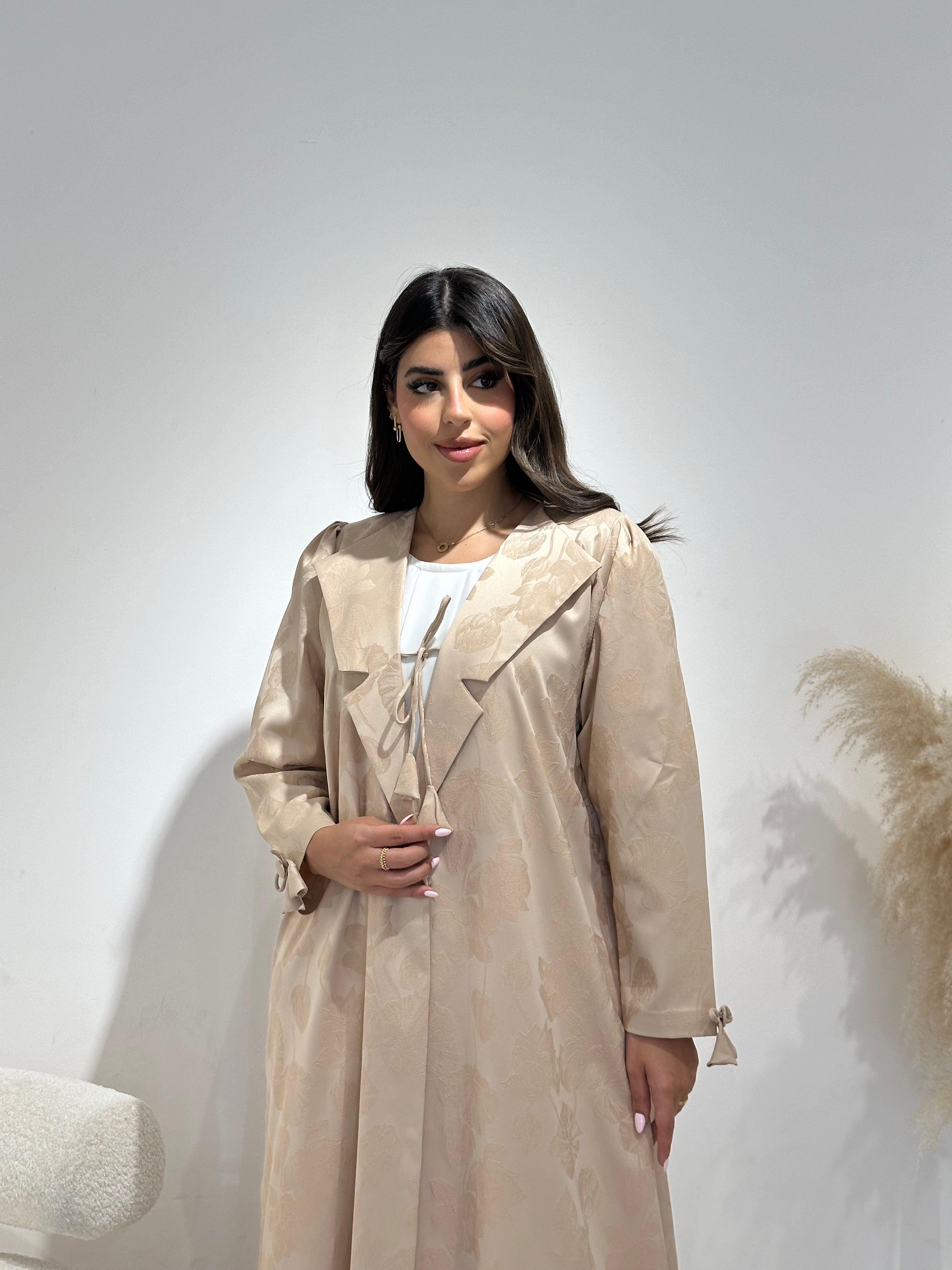 C 1416-01 Beige Coat Abaya