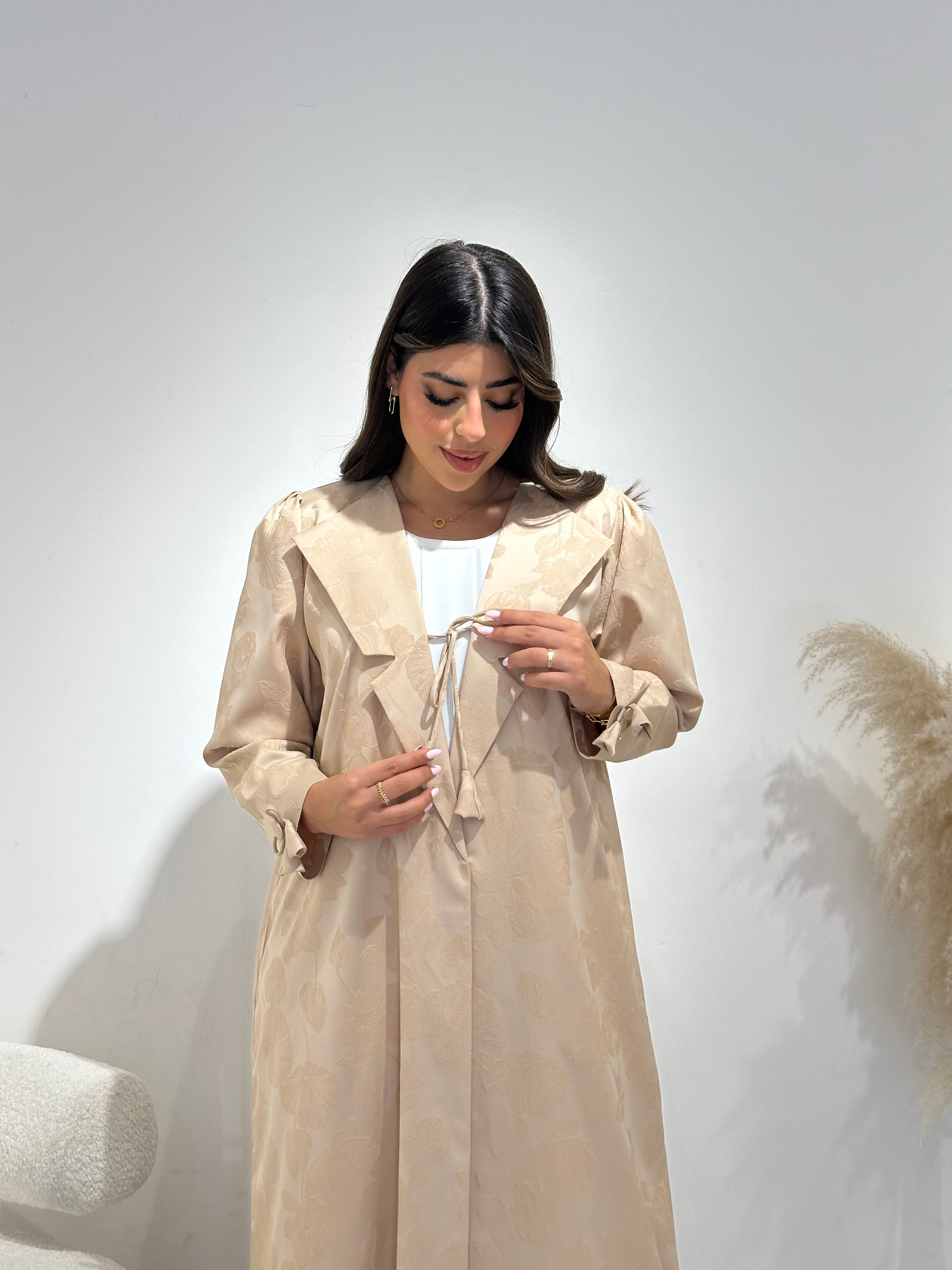 C 1416-01 Beige Coat Abaya