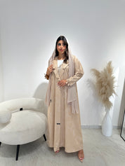 C 1416-01 Beige Coat Abaya