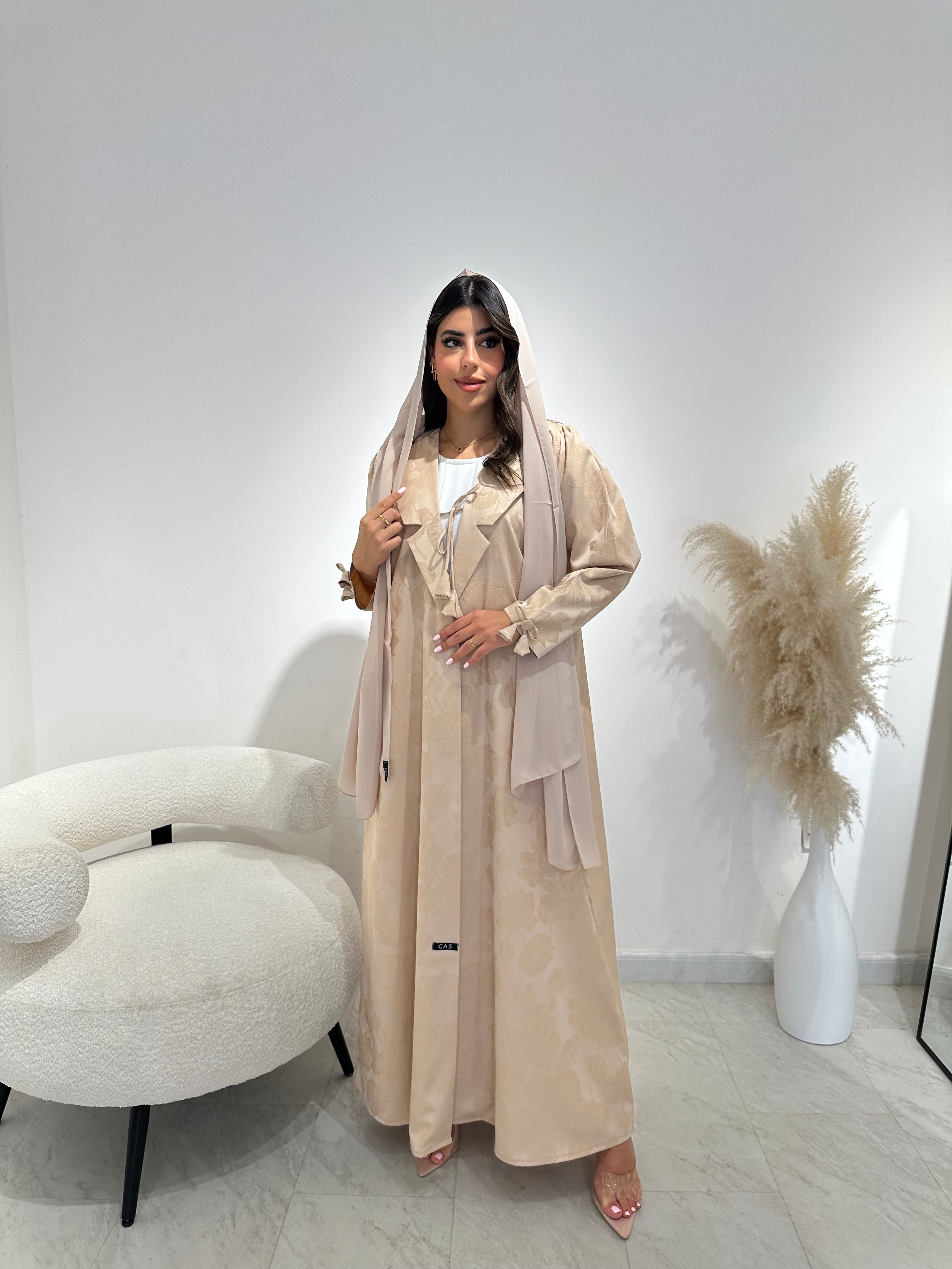 C 1416-01 Beige Coat Abaya