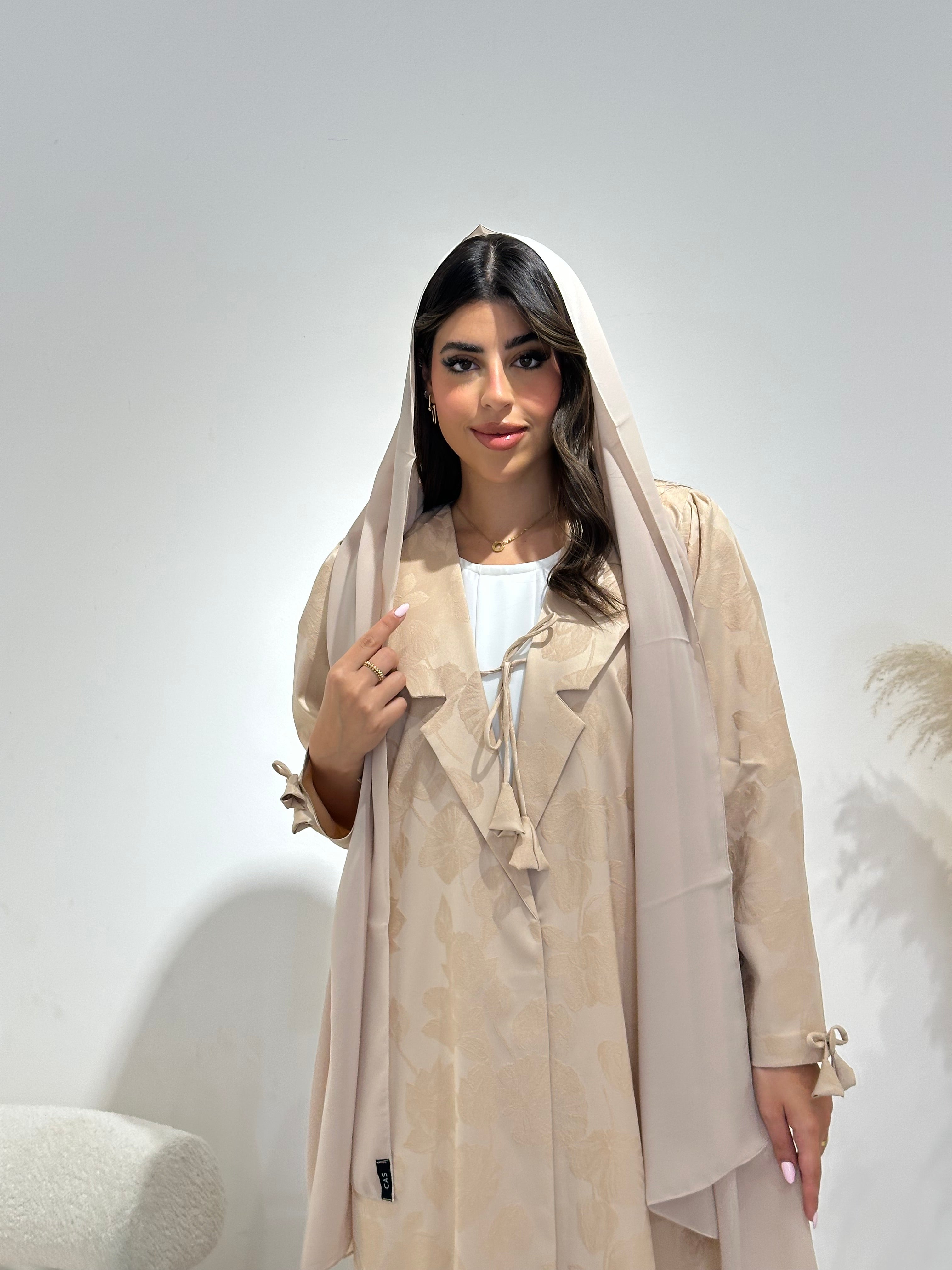 C 1416-01 Beige Coat Abaya