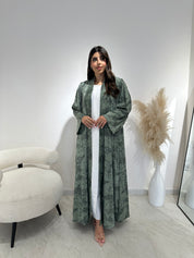 C 1414-01 Sea Green Printed Abaya