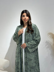 C 1414-01 Sea Green Printed Abaya