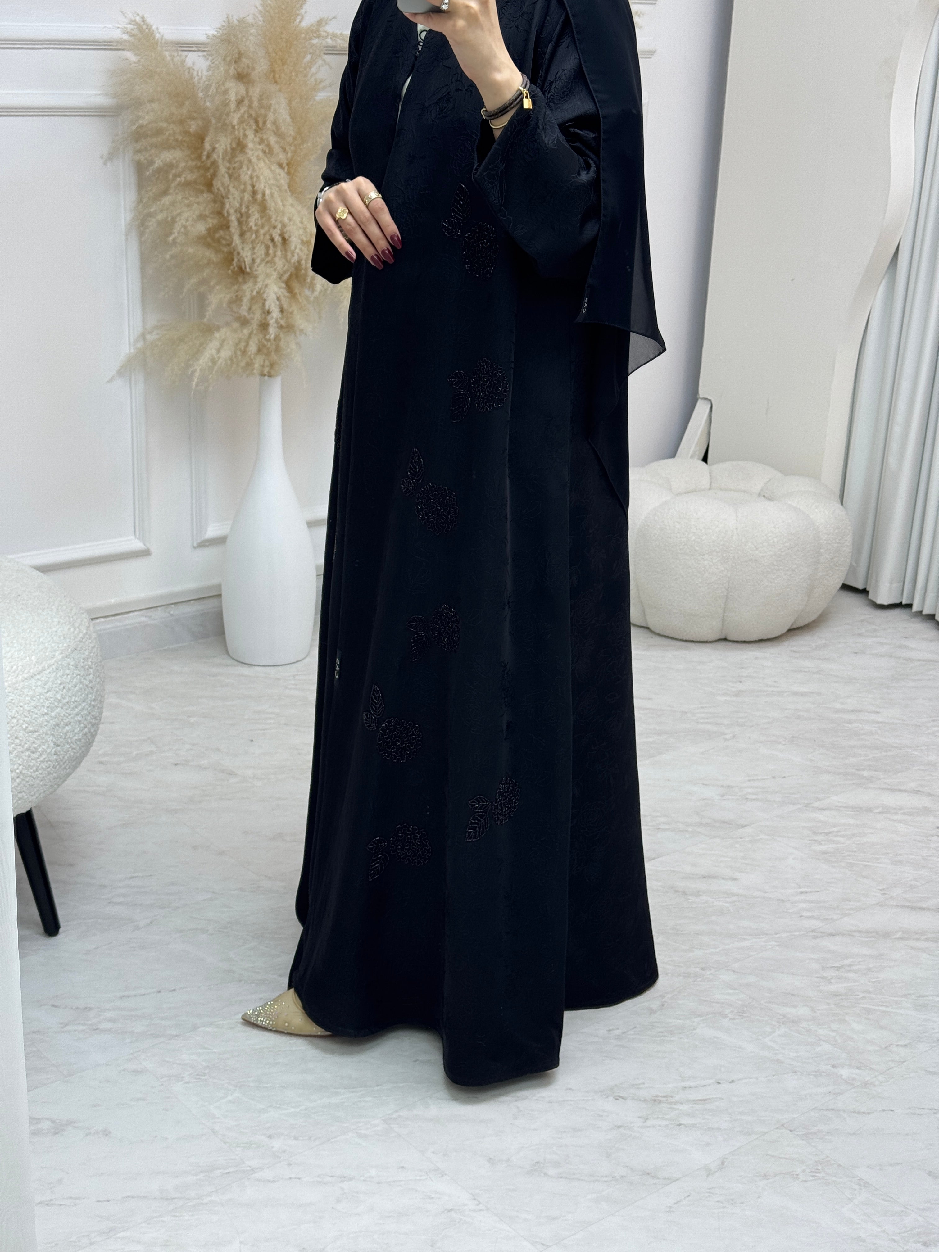 C 0989 Black Beaded Abaya